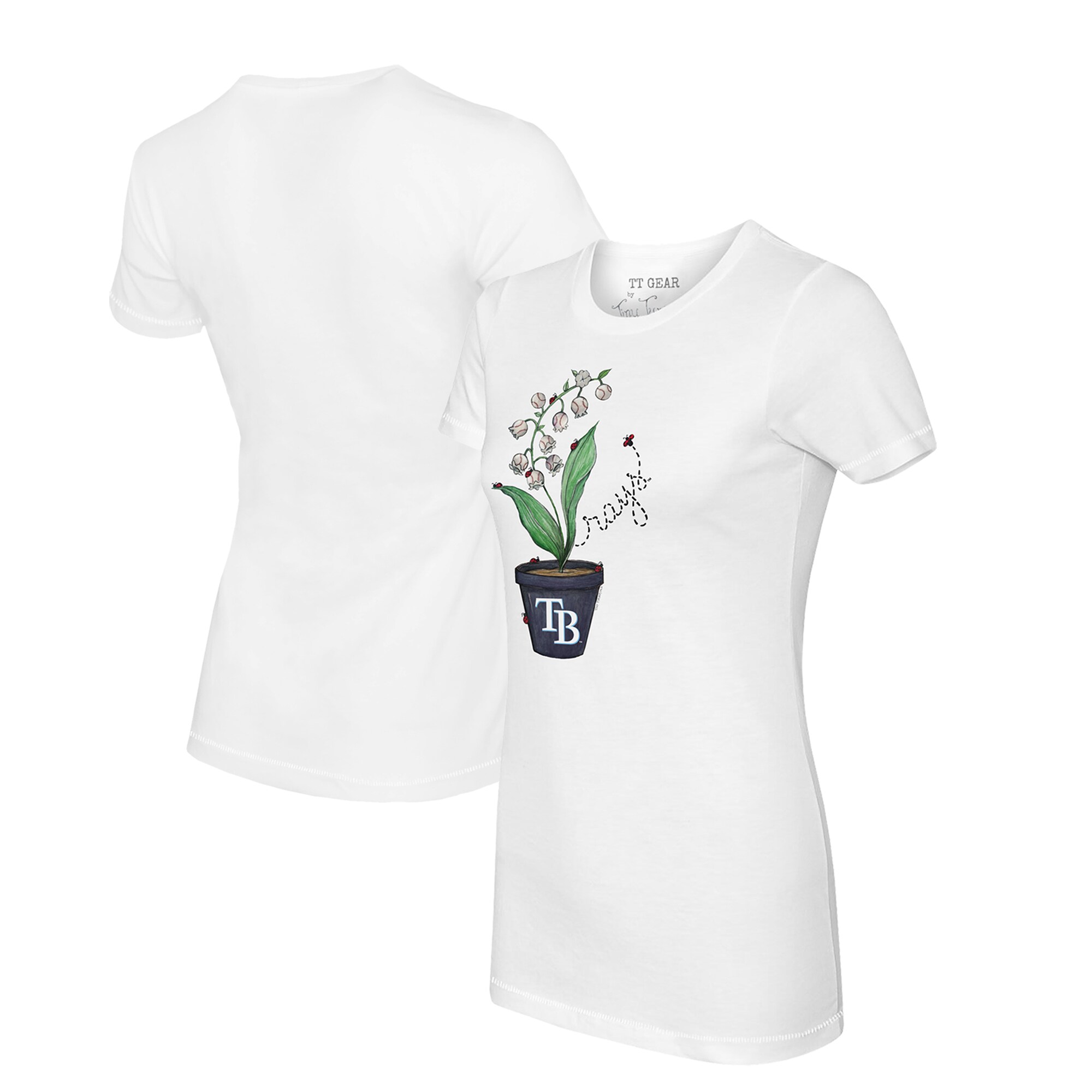 Women's Tampa Bay Rays Tiny Turnip White Lilies & Ladybugs T-Shirt