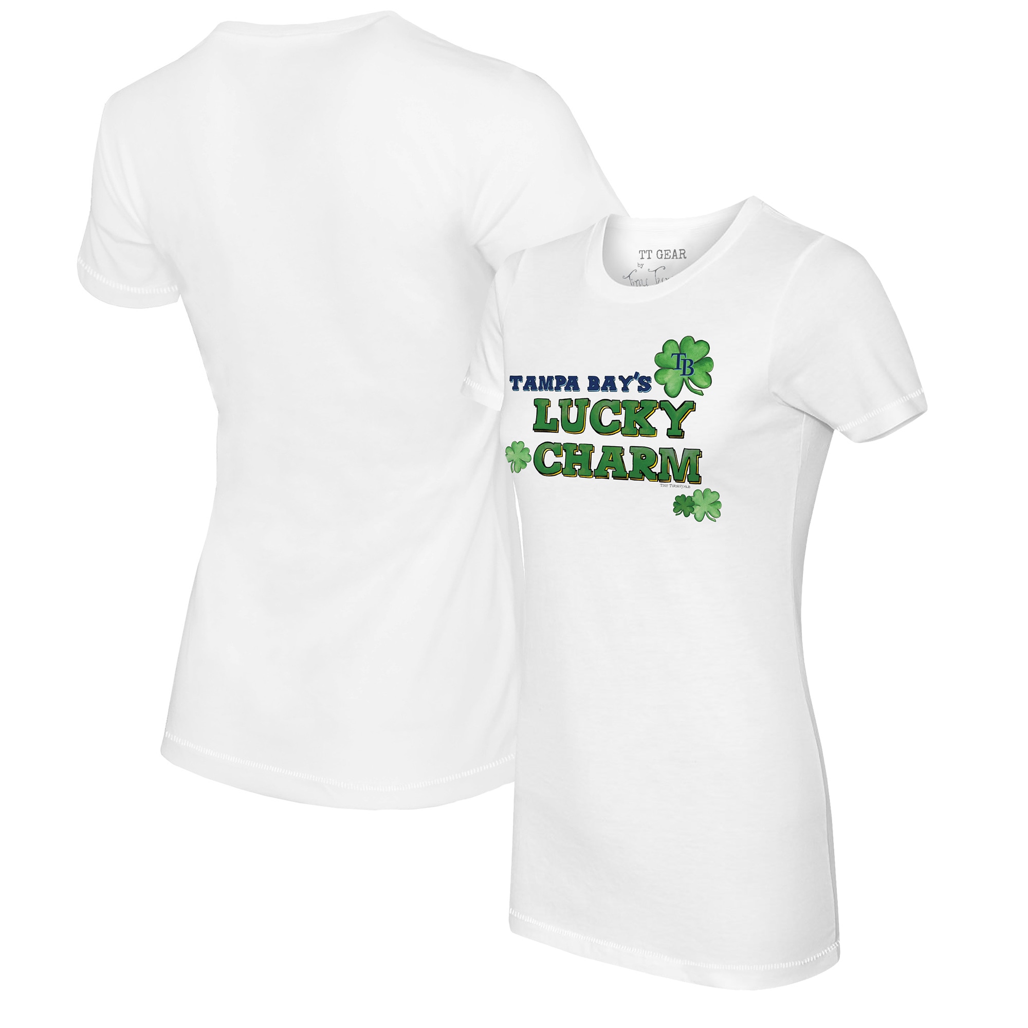 Women's Tampa Bay Rays Tiny Turnip White Lucky Charm T-Shirt