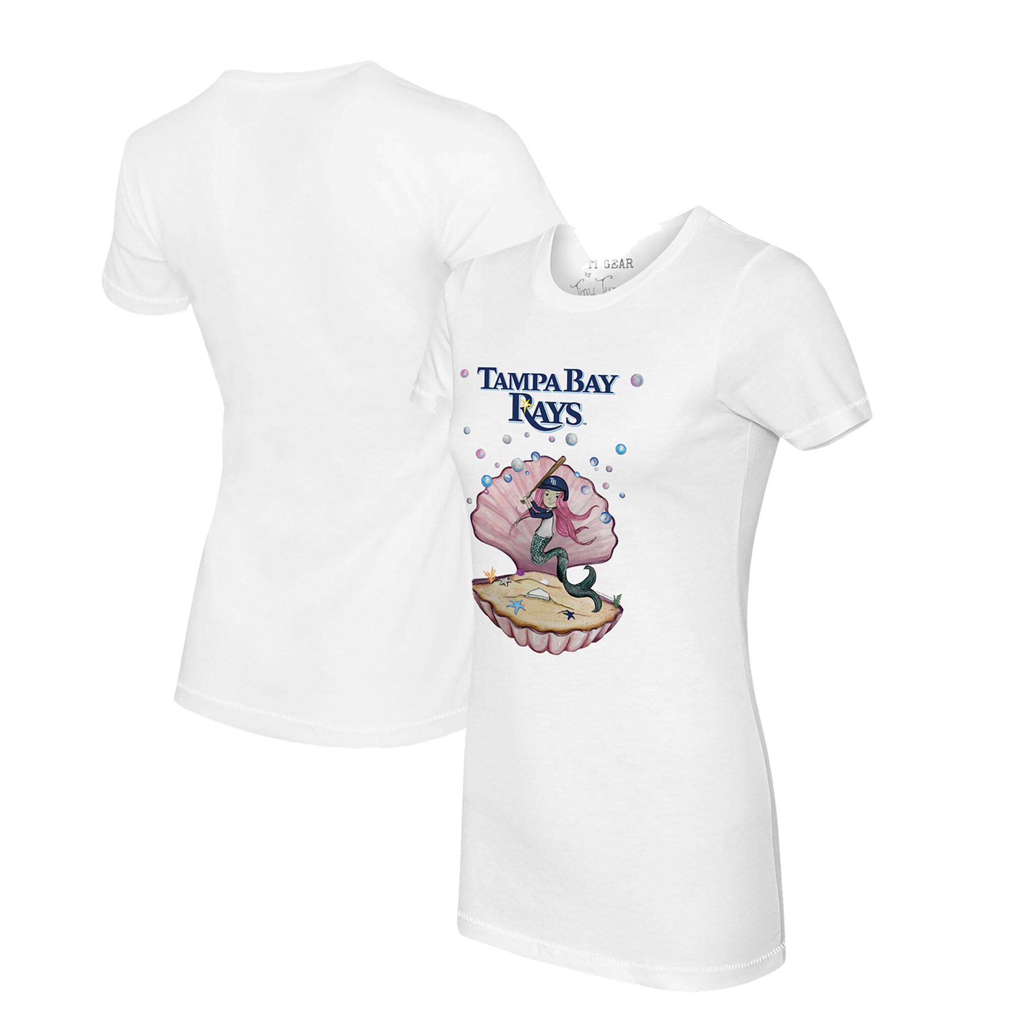 Women's Tampa Bay Rays Tiny Turnip White Mermaid T-Shirt
