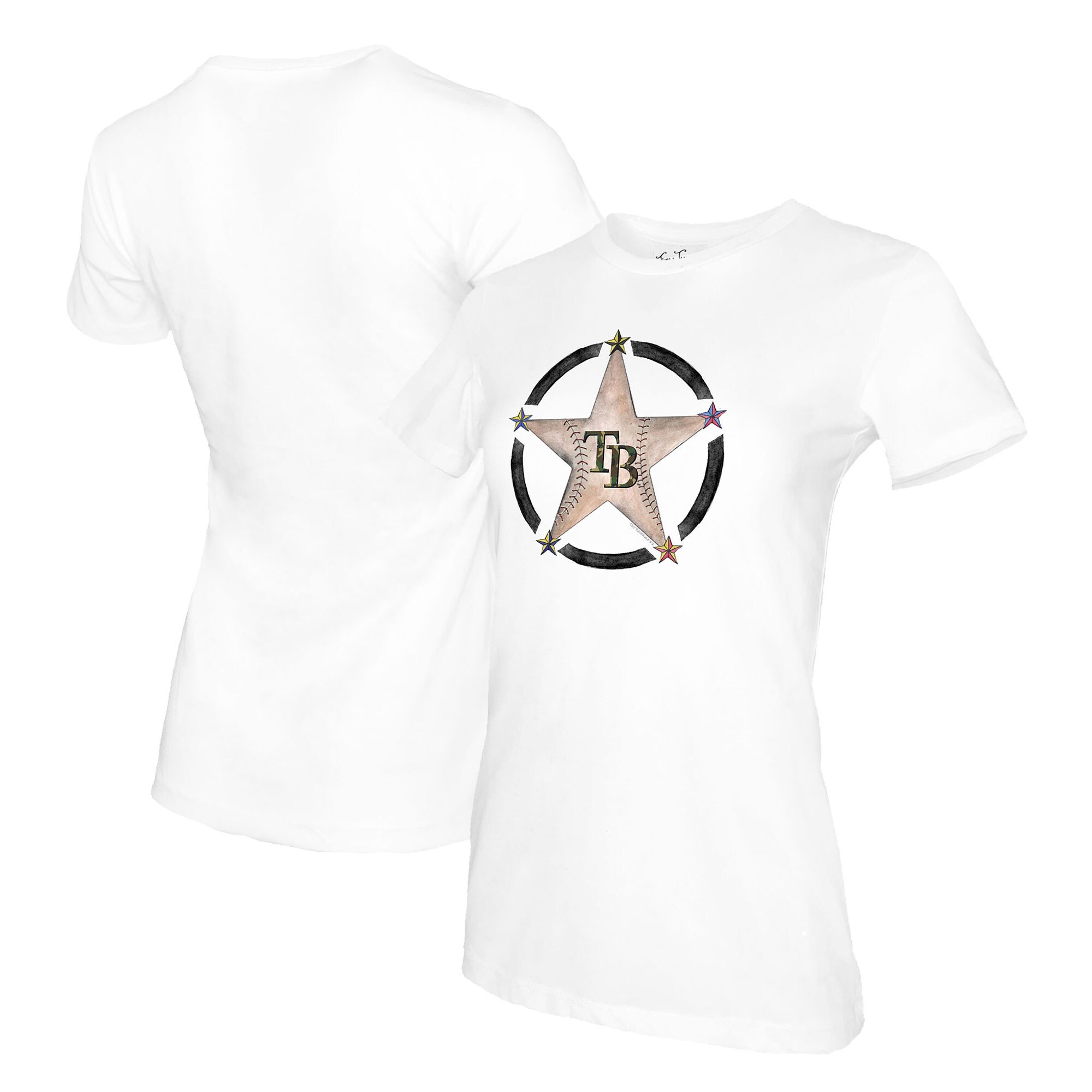Women's Tampa Bay Rays Tiny Turnip White Military Star T-Shirt