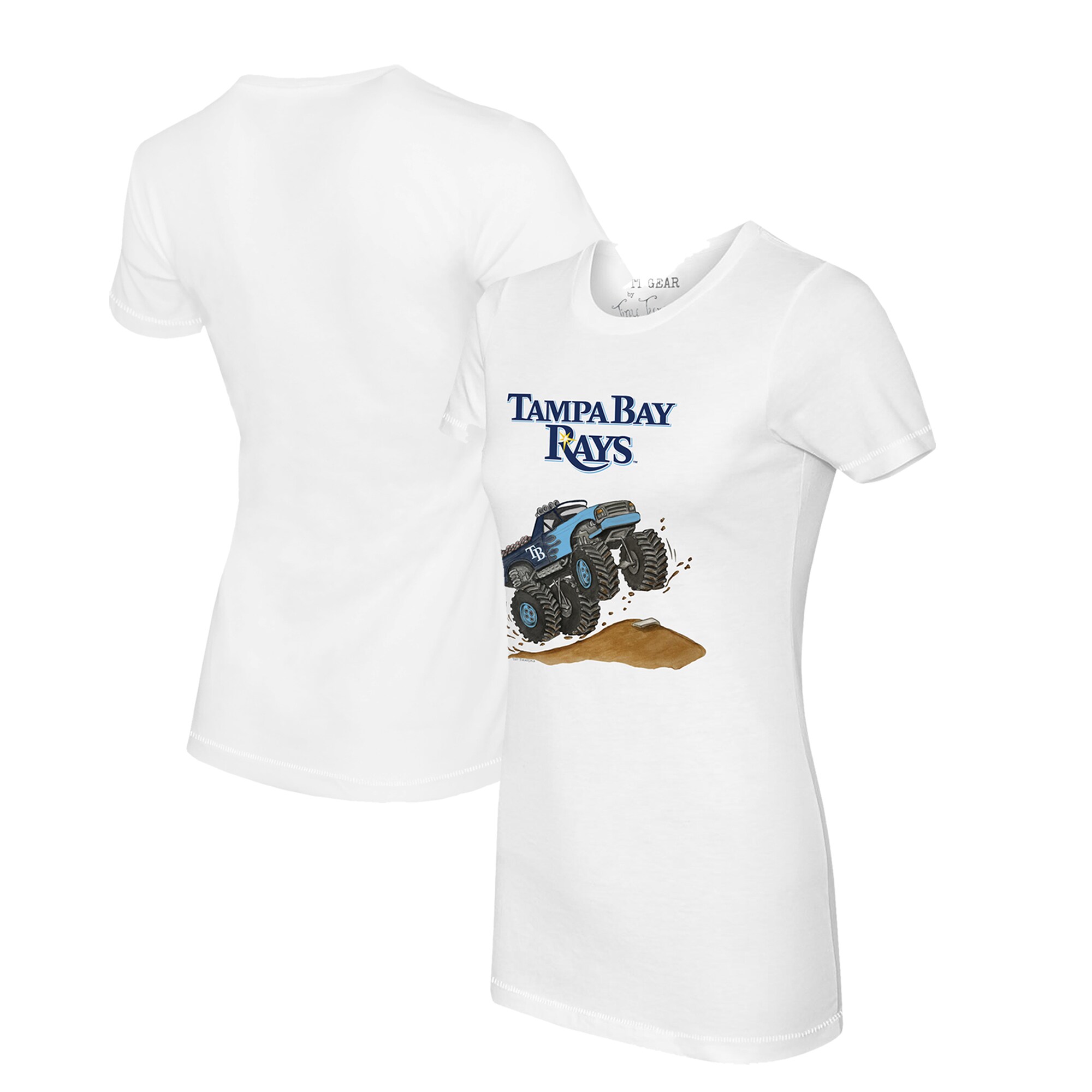 Women's Tampa Bay Rays Tiny Turnip White Monster Truck T-Shirt