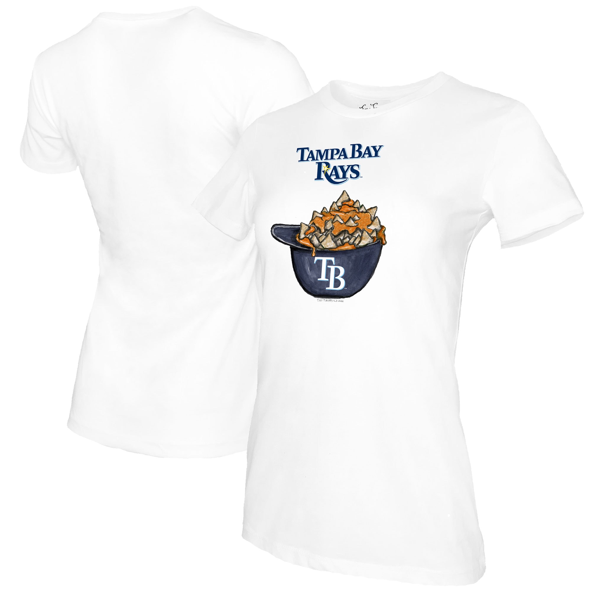 Women's Tampa Bay Rays Tiny Turnip White Nacho Helmet T-Shirt
