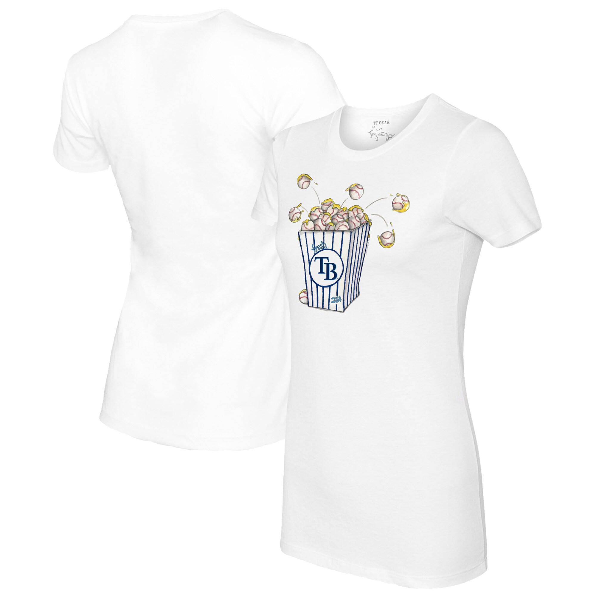 Women's Tampa Bay Rays Tiny Turnip White Popcorn T-Shirt