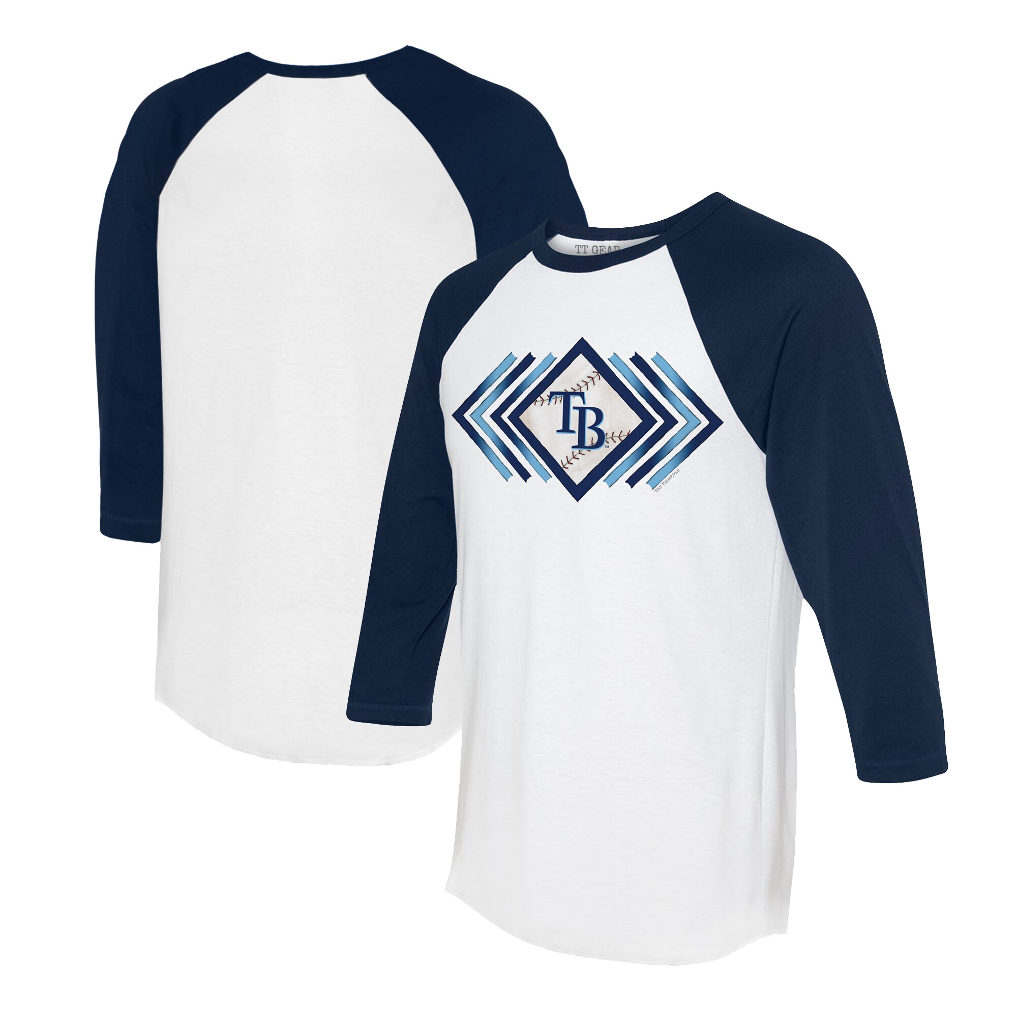 Women's Tampa Bay Rays Tiny Turnip White Prism Arrows 3/4-Sleeve Raglan T-Shirt
