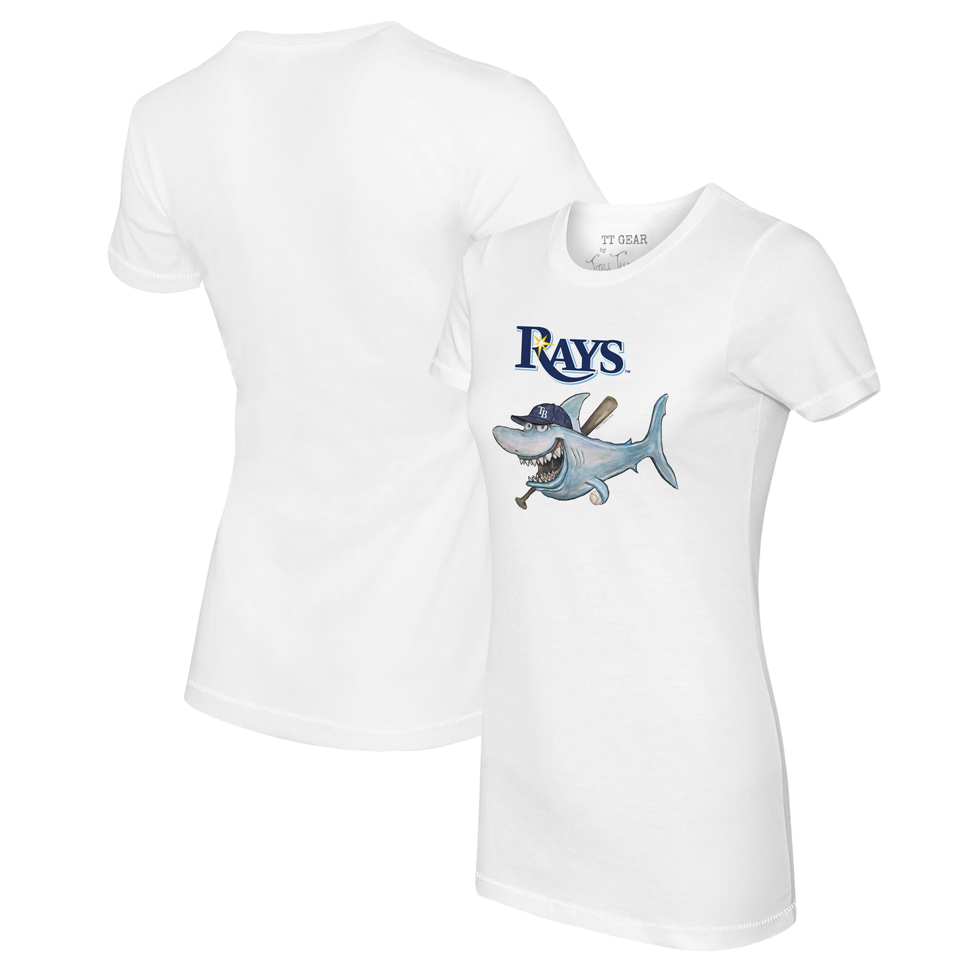 Women's Tampa Bay Rays Tiny Turnip White Shark Logo T-Shirt