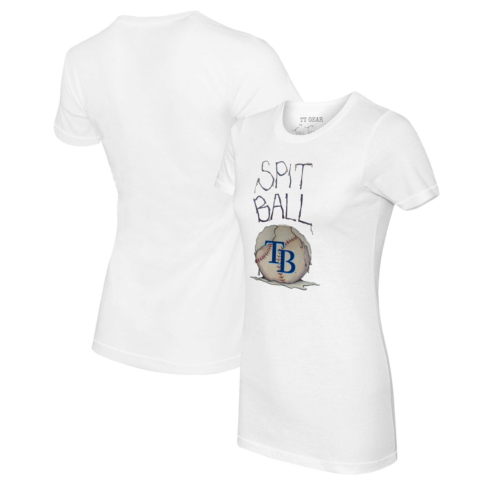Women's Tampa Bay Rays Tiny Turnip White Spit Ball T-Shirt