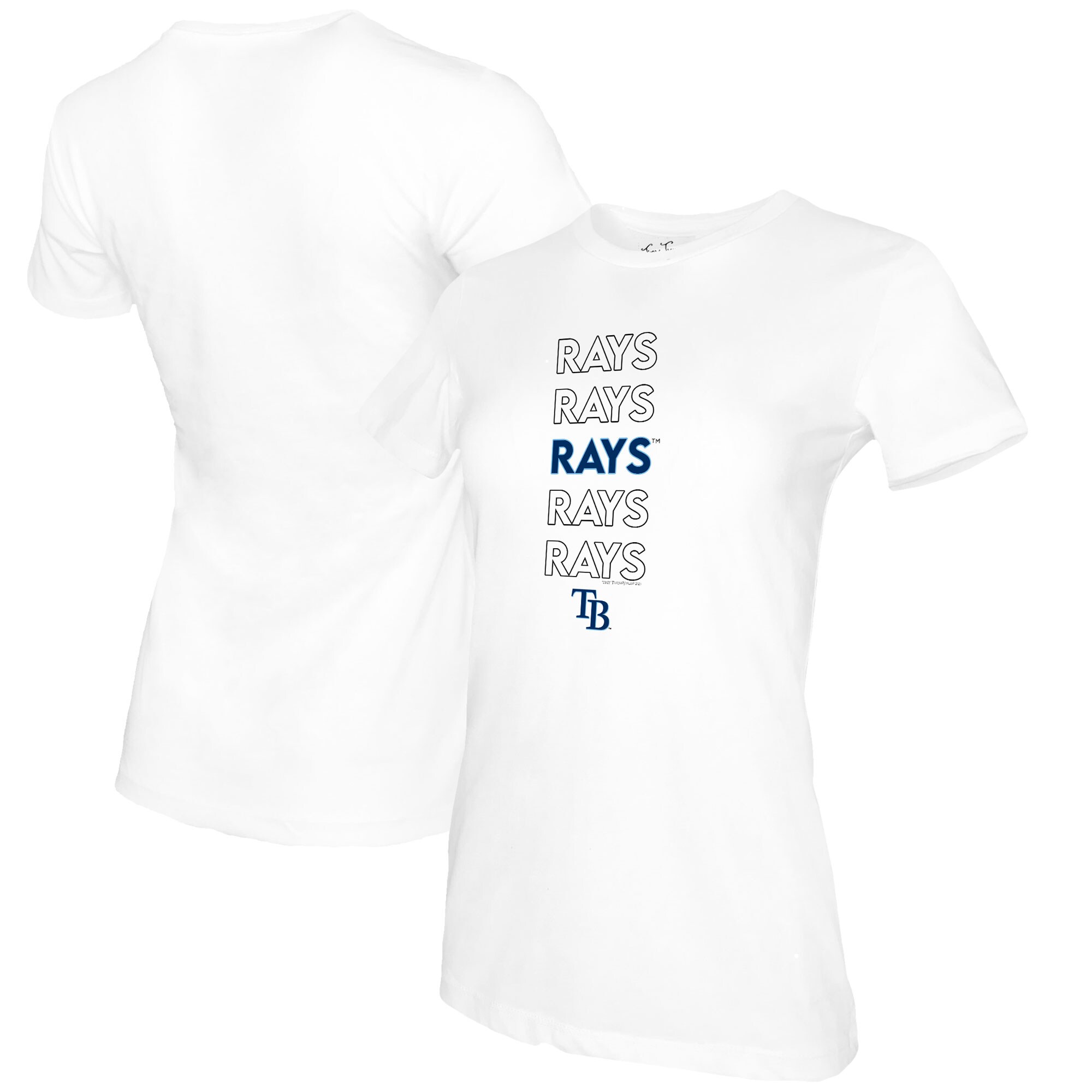 Women's Tampa Bay Rays Tiny Turnip White Stacked T-Shirt