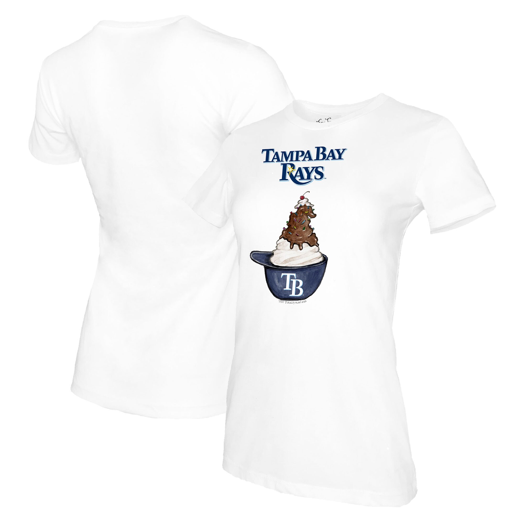 Women's Tampa Bay Rays Tiny Turnip White Sundae Helmet T-Shirt