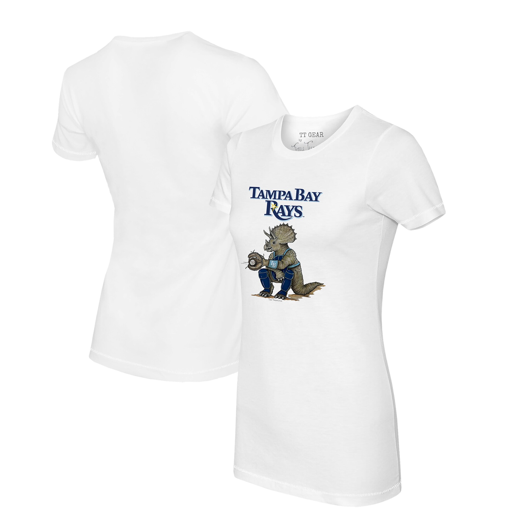 Women's Tampa Bay Rays Tiny Turnip White Triceratops T-Shirt