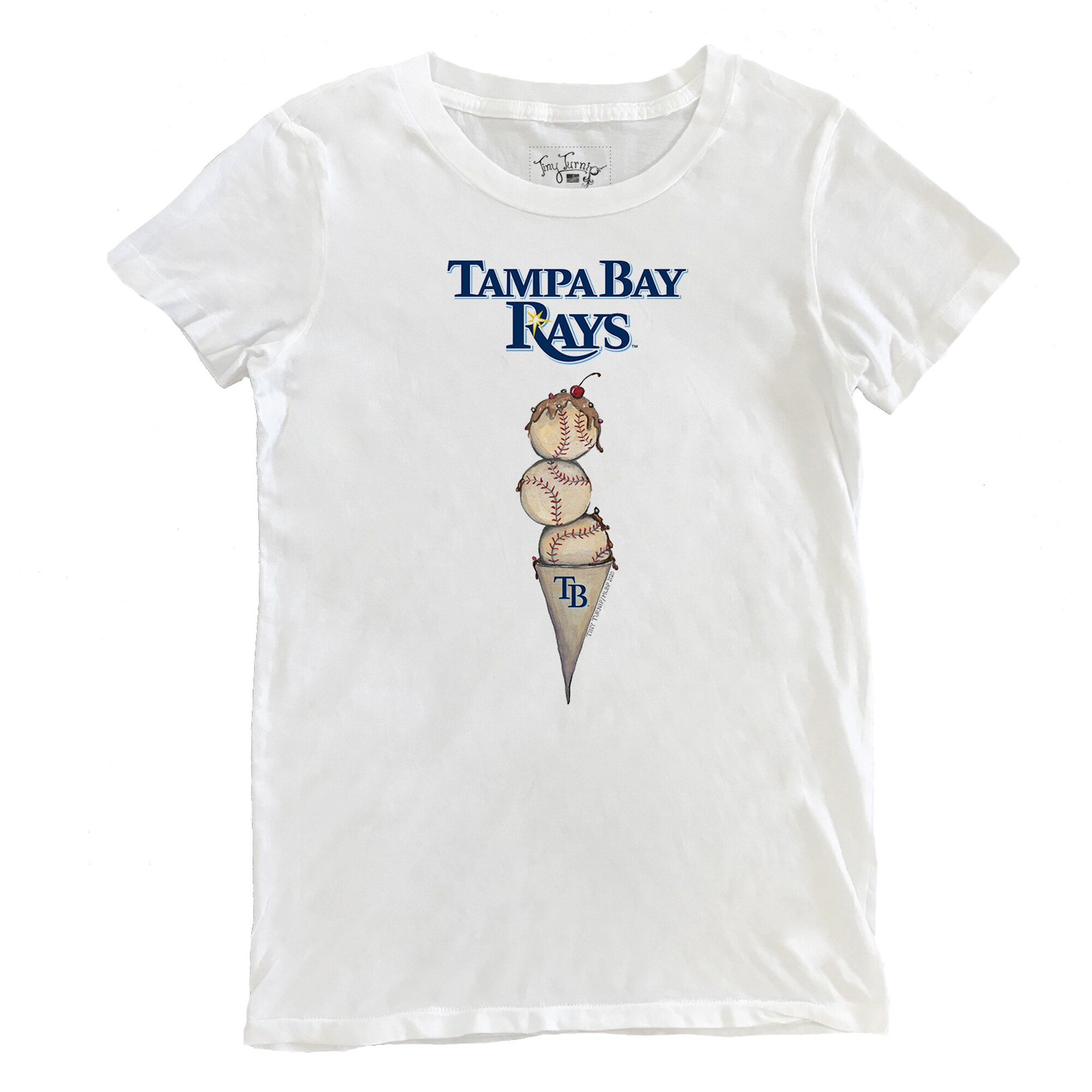 Women's Tampa Bay Rays Tiny Turnip White Triple Scoop T-Shirt