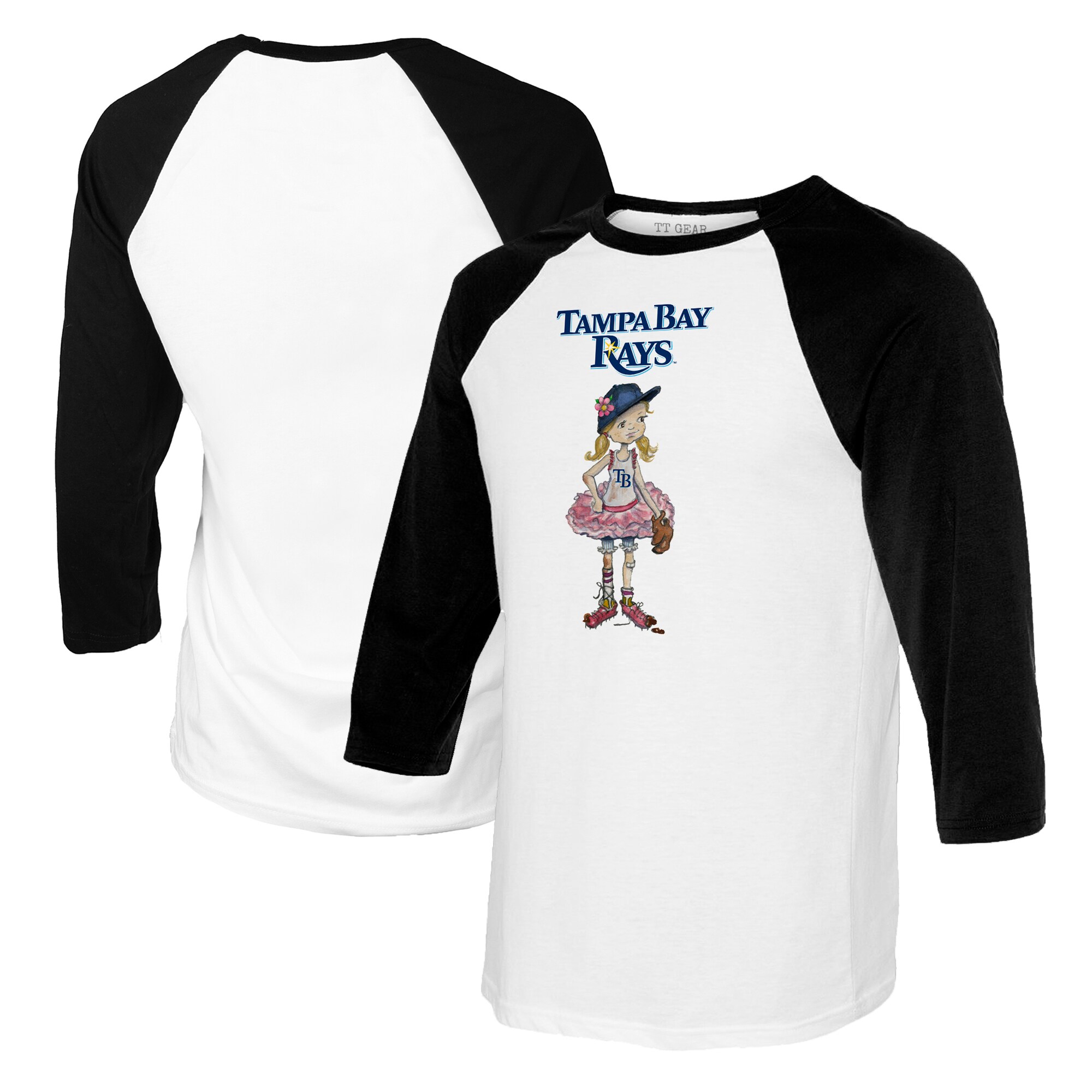 Women's Tampa Bay Rays Tiny Turnip White/Black Babes 3/4-Sleeve Raglan T-Shirt
