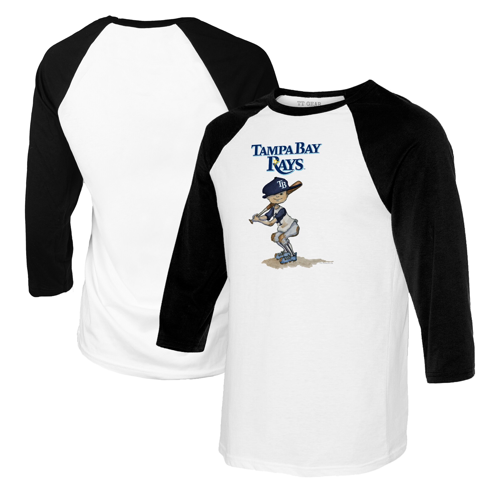 Women's Tampa Bay Rays Tiny Turnip White/Black Slugger 3/4-Sleeve Raglan T-Shirt