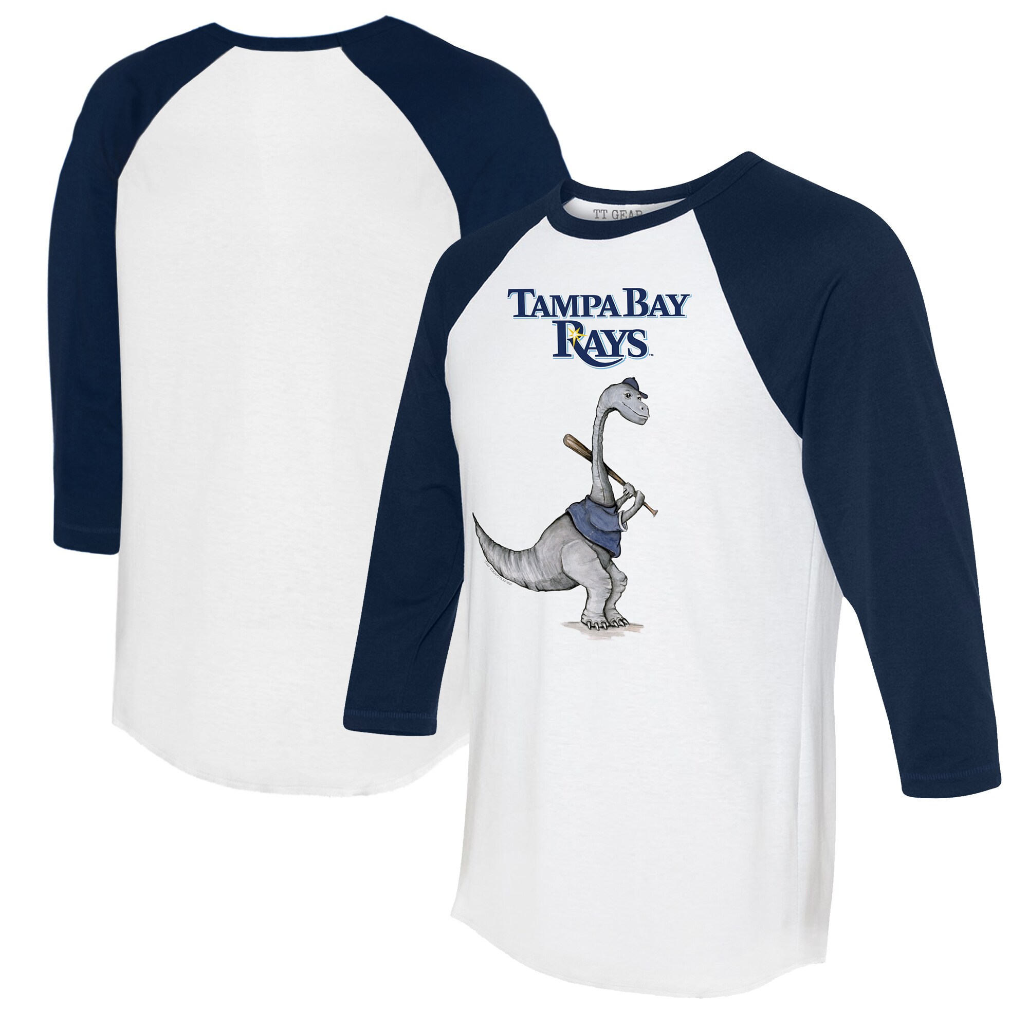 Women's Tampa Bay Rays Tiny Turnip White/Navy Bronto 3/4-Sleeve Raglan T-Shirt