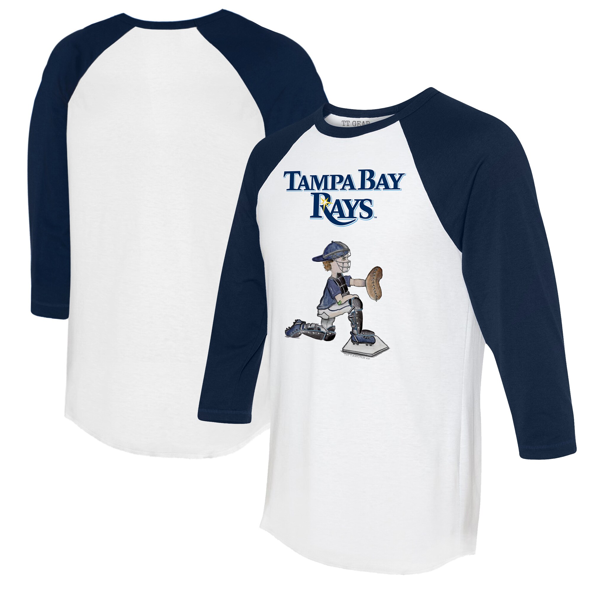 Women's Tampa Bay Rays Tiny Turnip White/Navy Caleb 3/4-Sleeve Raglan T-Shirt