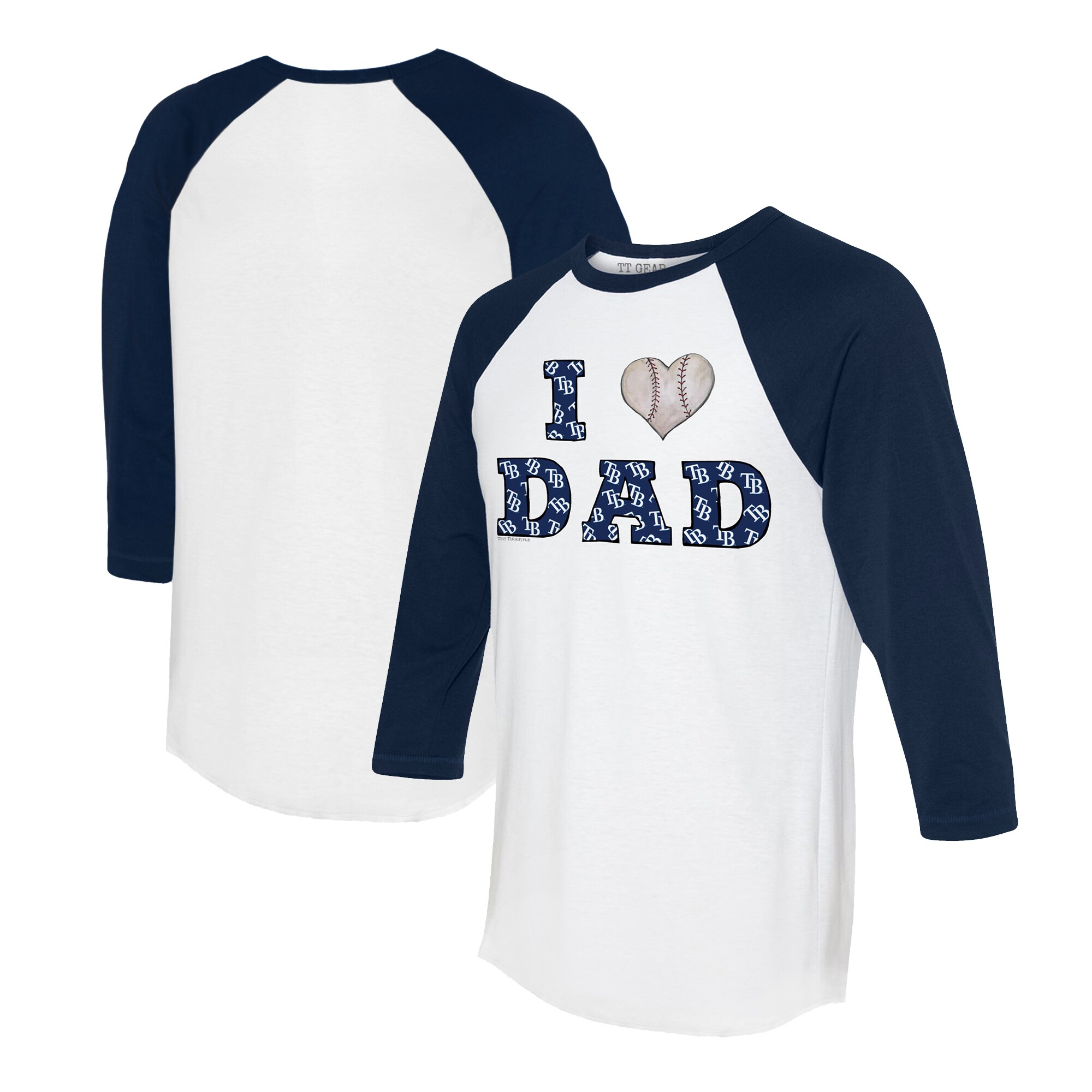 Women's Tampa Bay Rays Tiny Turnip White/Navy I Love Dad 3/4-Sleeve Raglan T-Shirt