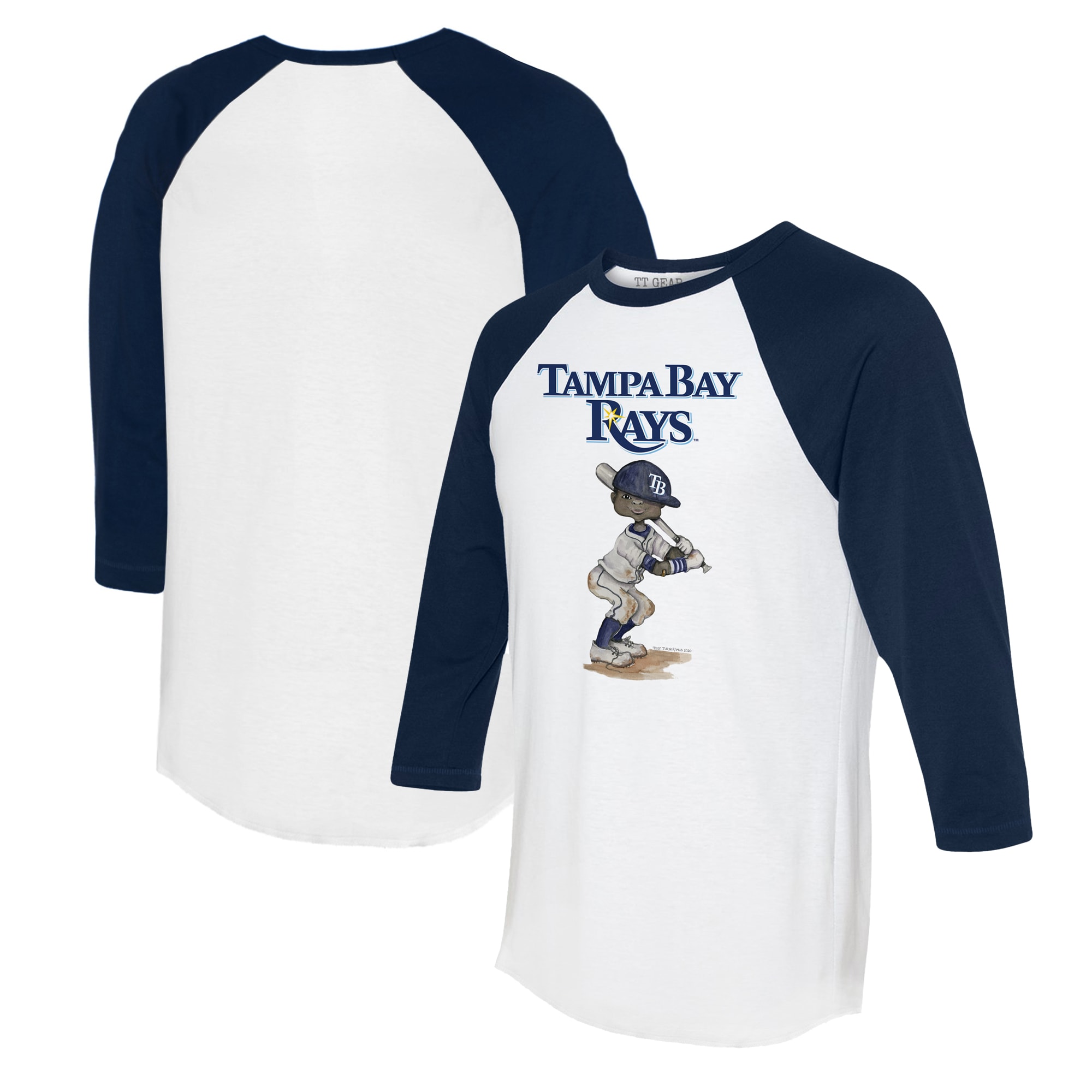 Women's Tampa Bay Rays Tiny Turnip White/Navy James 3/4-Sleeve Raglan T-Shirt