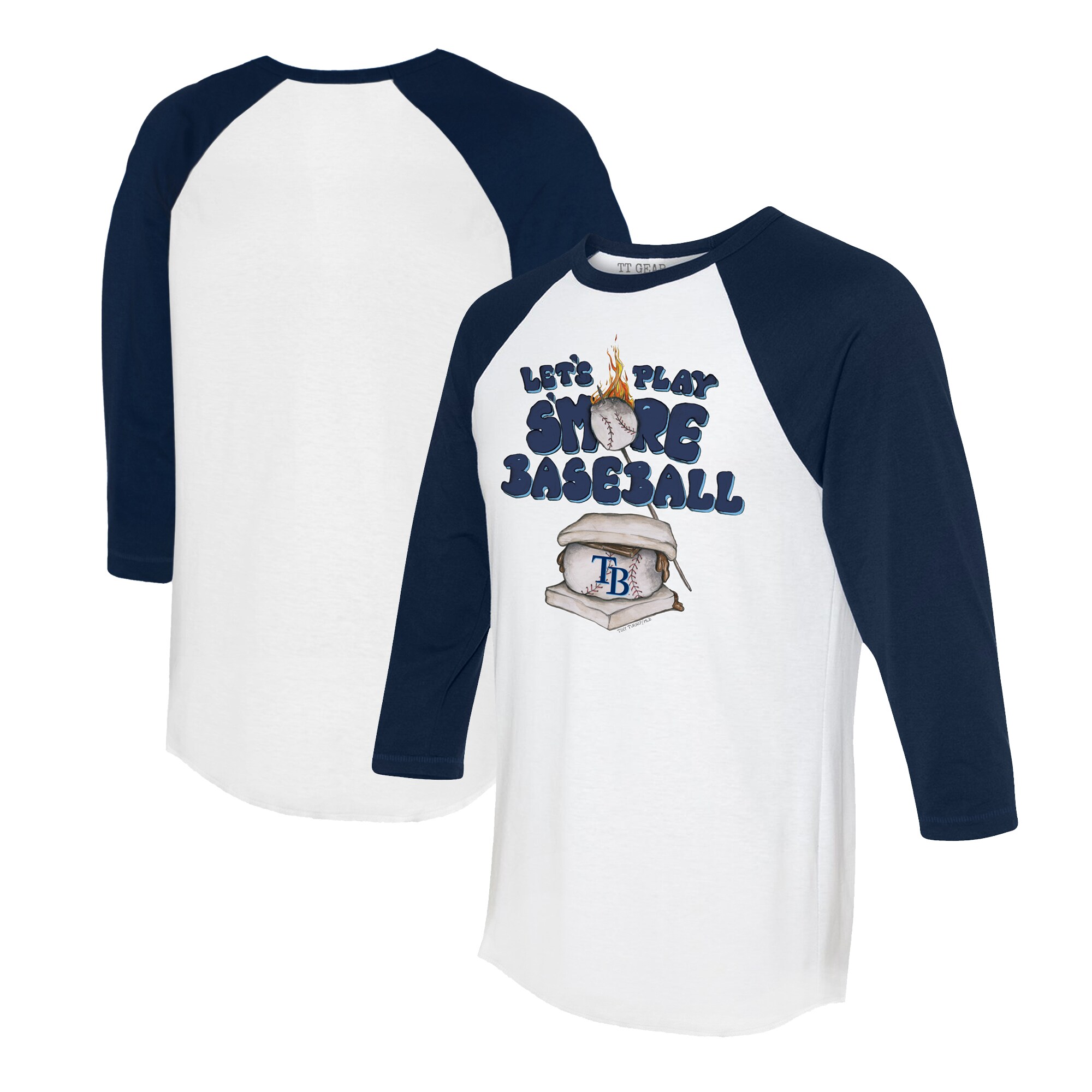 Women's Tampa Bay Rays Tiny Turnip White/Navy Smores 3/4-Sleeve Raglan T-Shirt