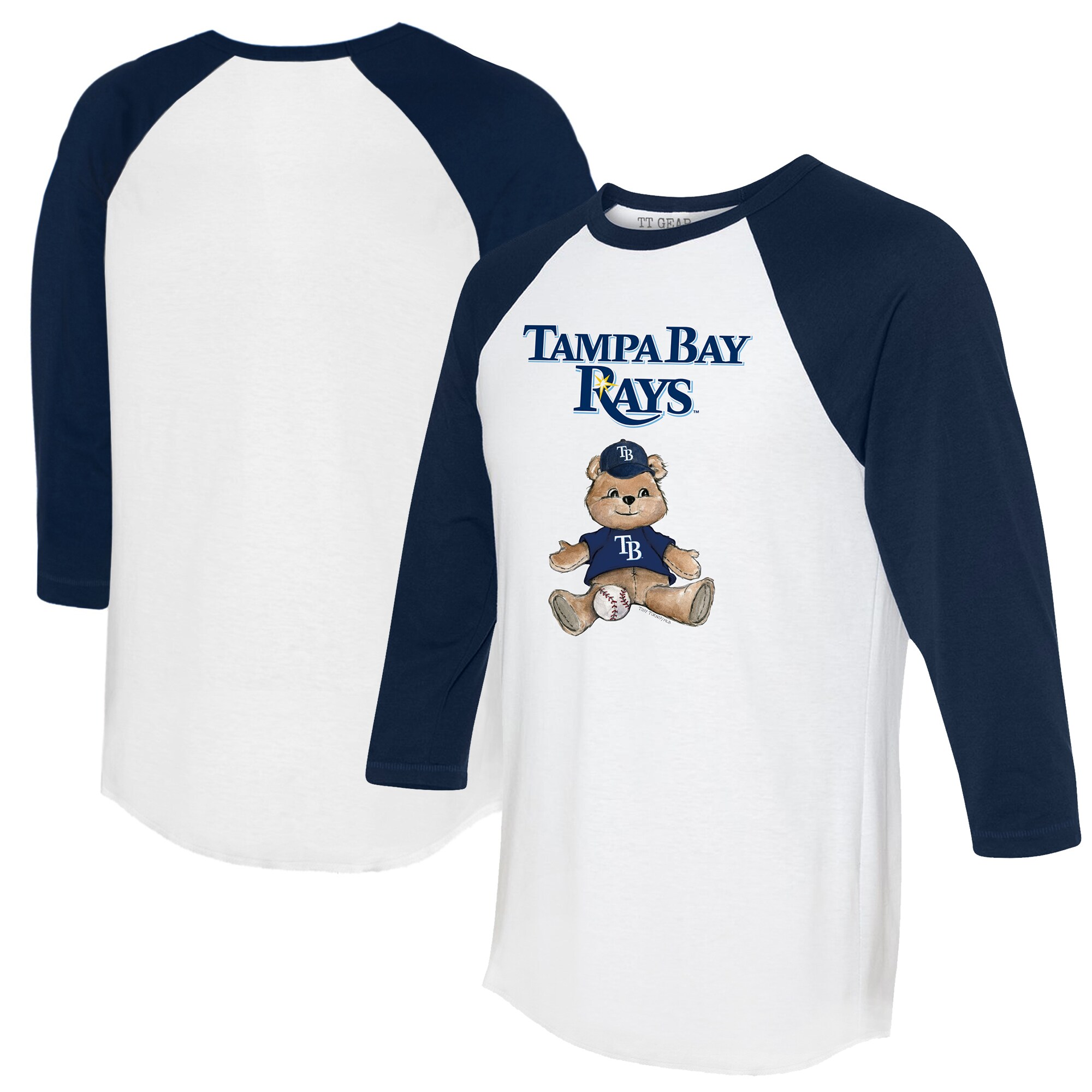 Women's Tampa Bay Rays Tiny Turnip White/Navy Teddy Boy 3/4-Sleeve Raglan T-Shirt