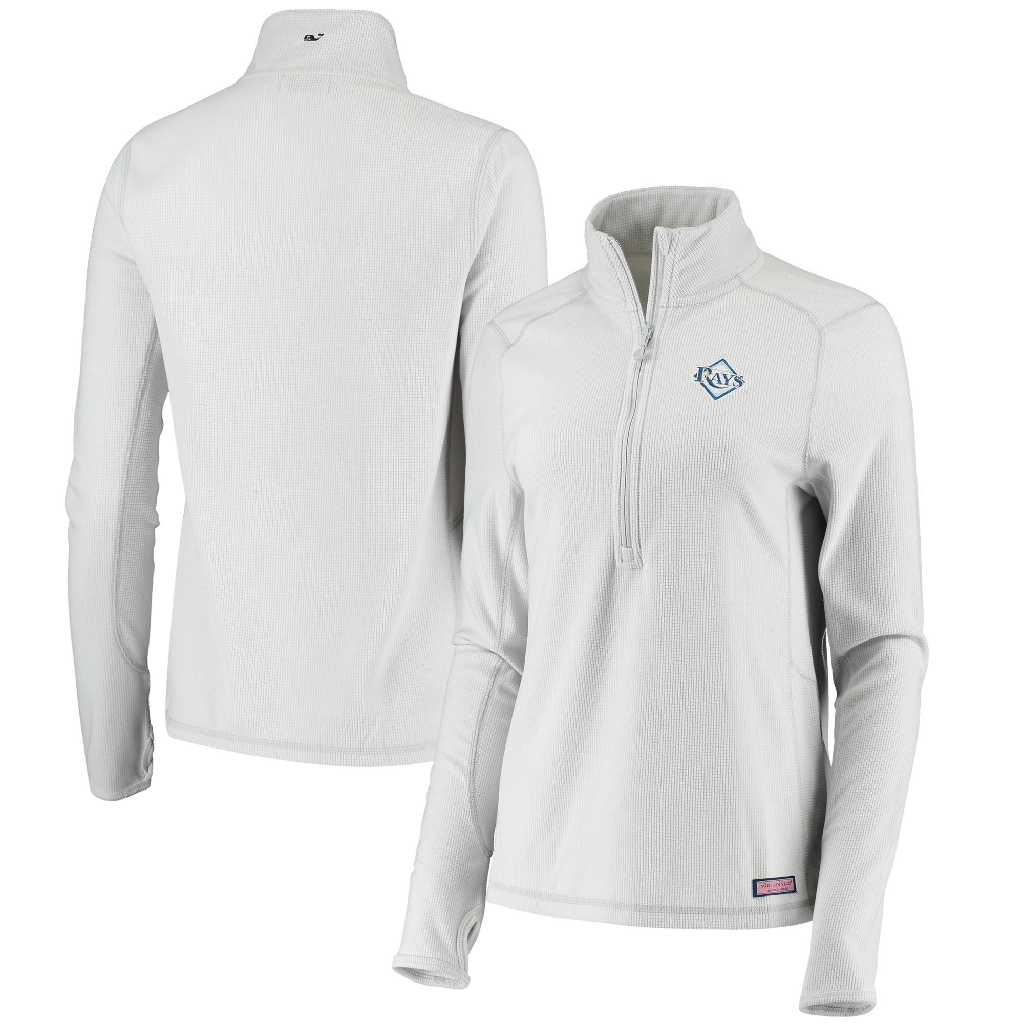 Women's Tampa Bay Rays Vineyard Vines Gray Performance Grid Half-Zip Pullover Top