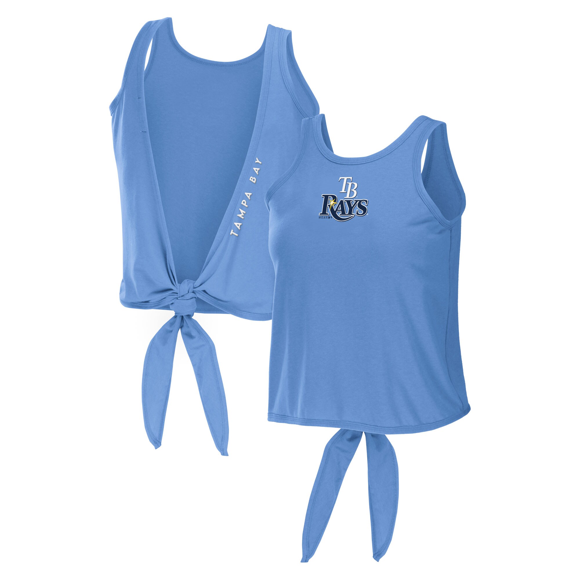 Women's Tampa Bay Rays WEAR by Erin Andrews Light Blue Open Back Twist Tie Tank Top
