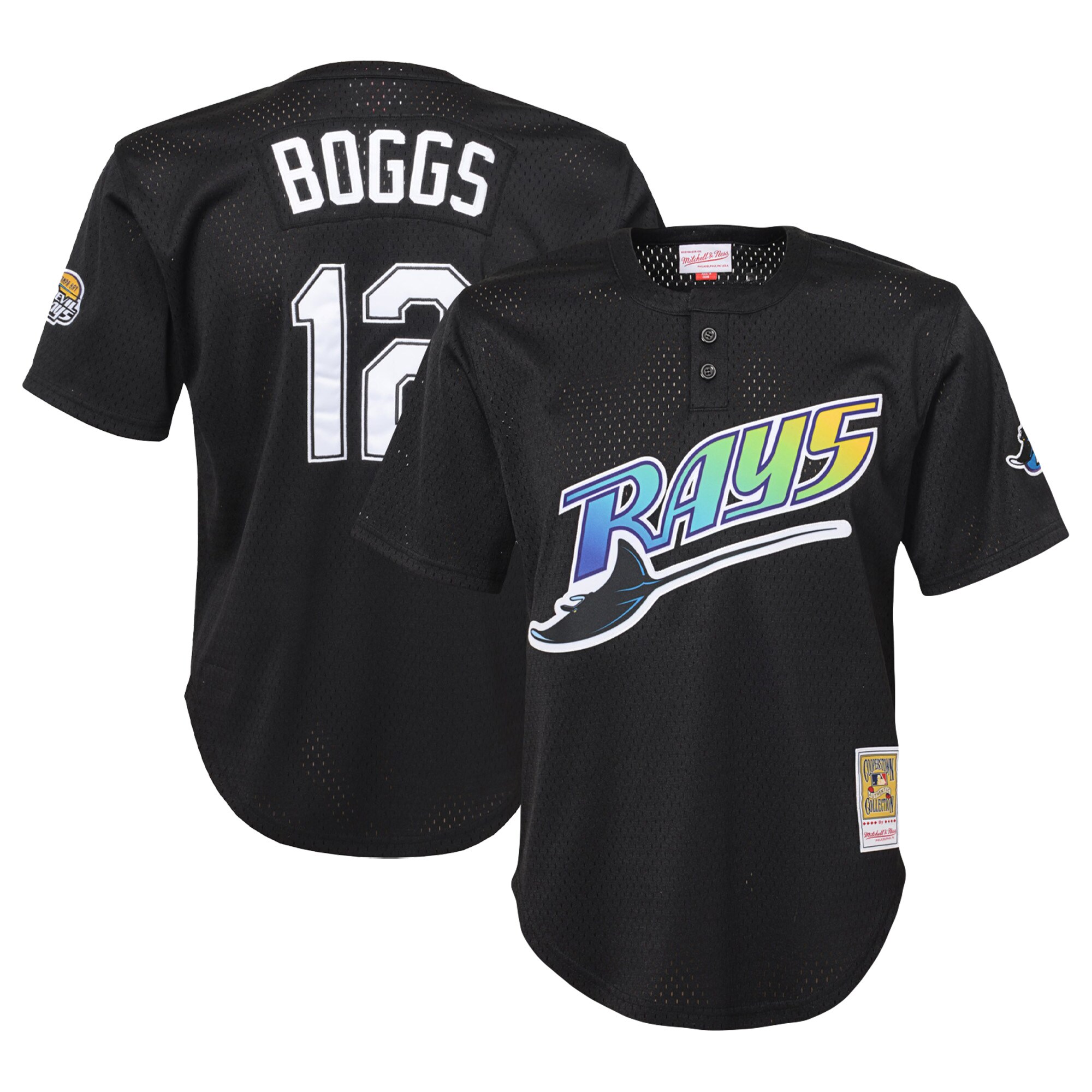 Youth Tampa Bay Rays Wade Boggs Mitchell & Ness Black Cooperstown Collection?Mesh Batting Practice Jersey