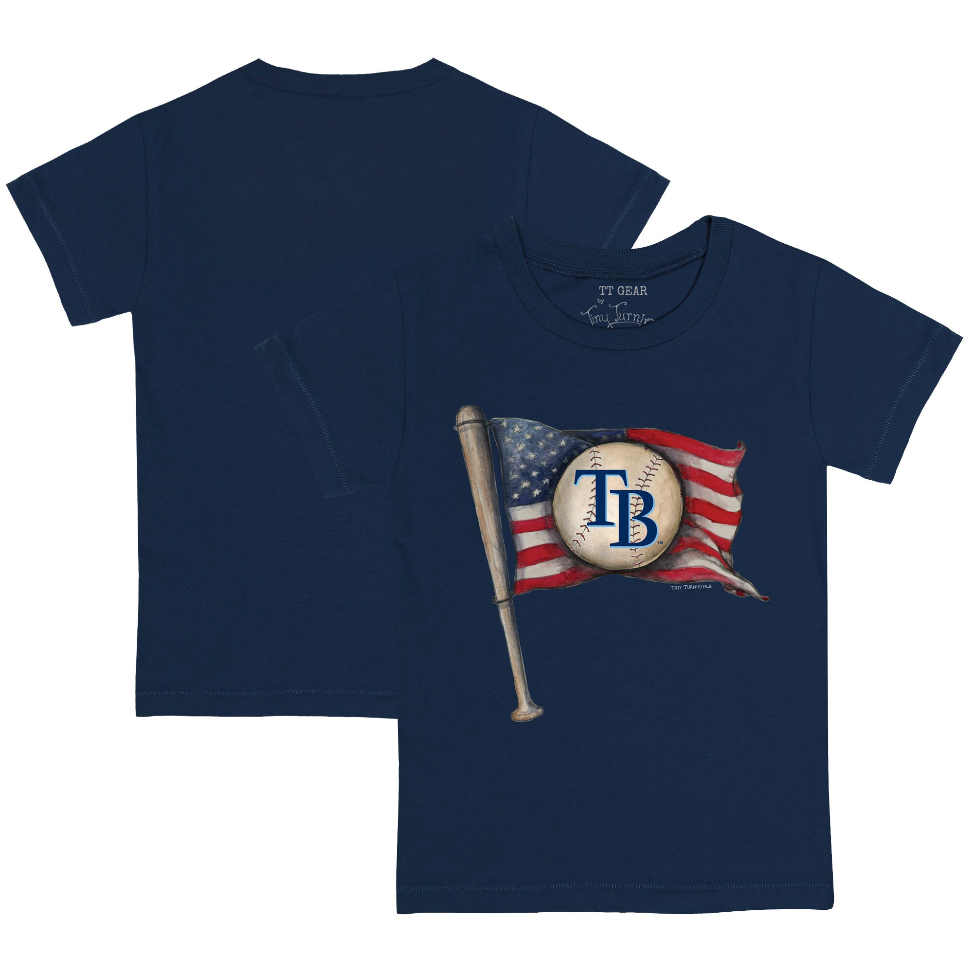 Youth Tampa Bay Rays Tiny Turnip Navy Baseball Flag T-Shirt