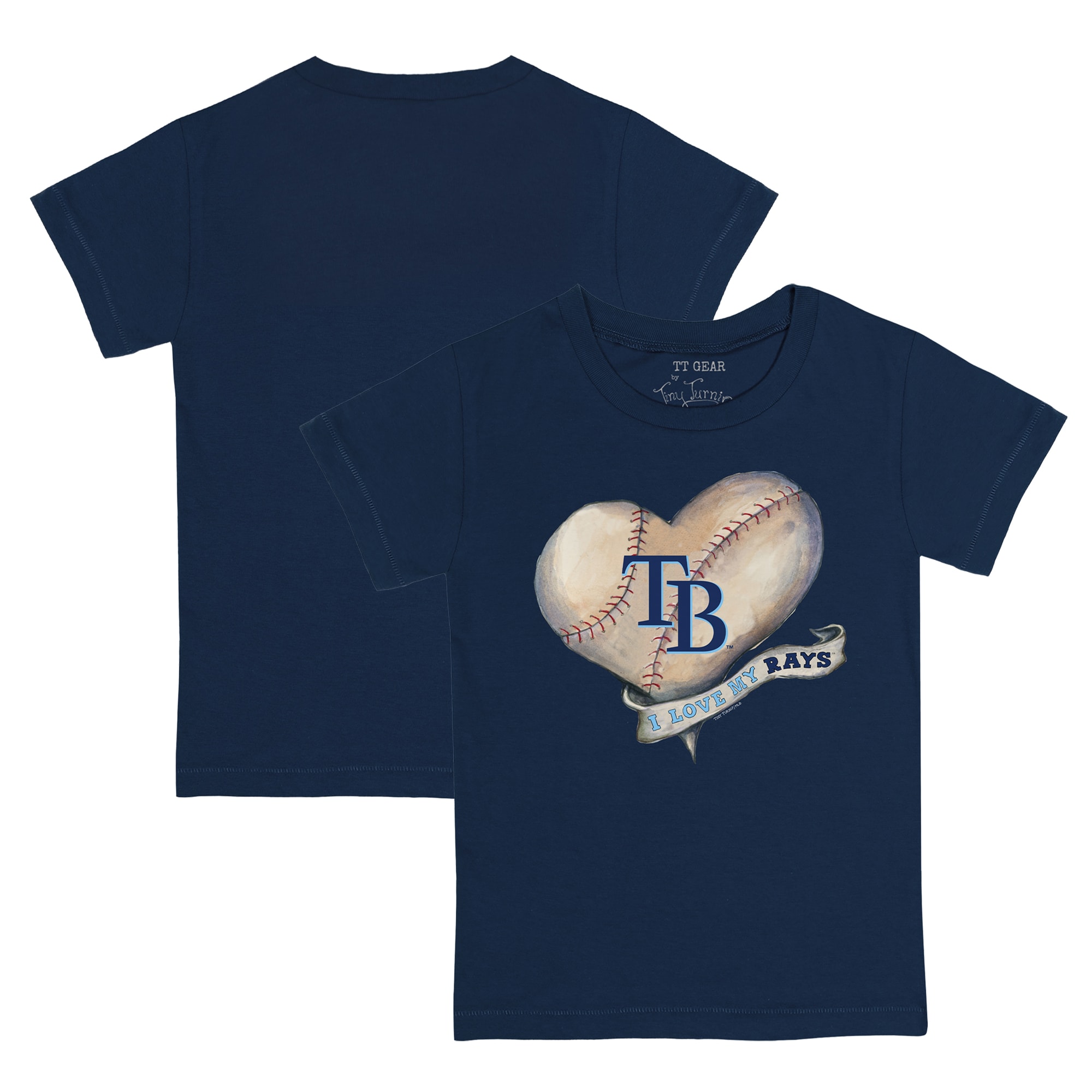 Youth Tampa Bay Rays Tiny Turnip Navy Heart Banner T-Shirt