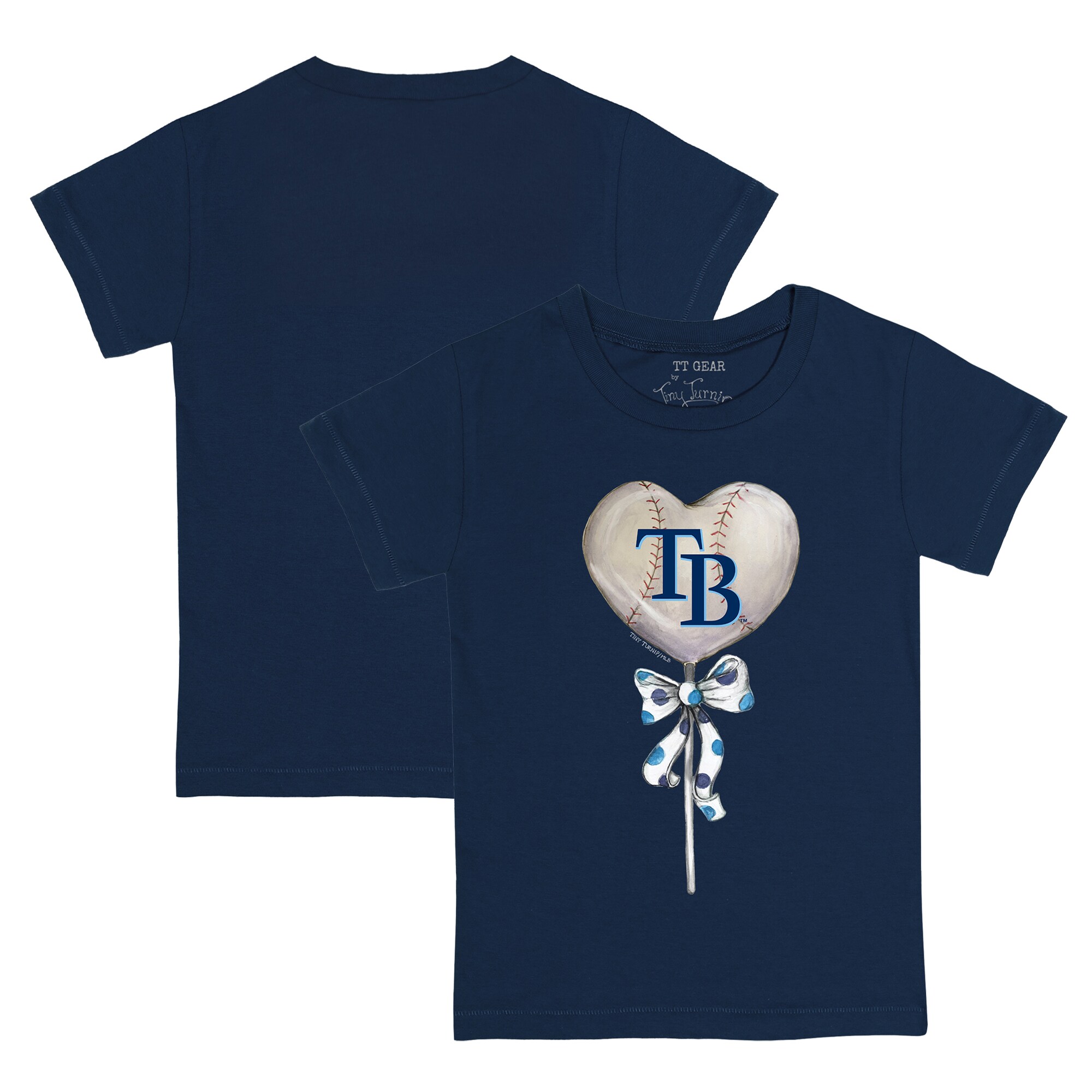 Youth Tampa Bay Rays Tiny Turnip Navy Heart Lolly T-Shirt