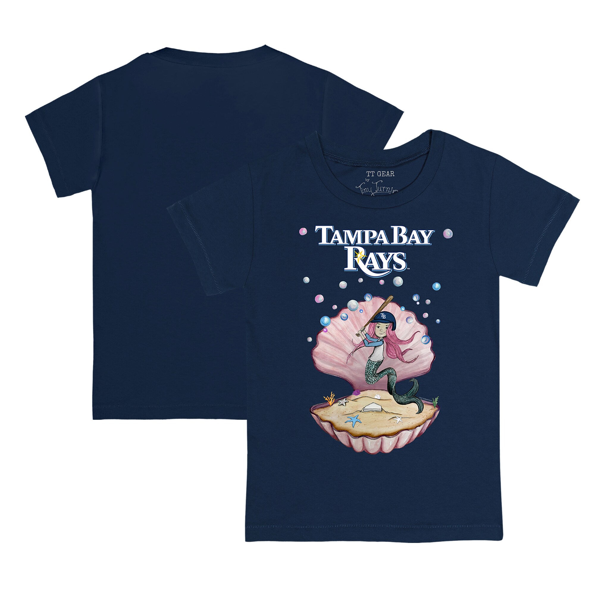 Youth Tampa Bay Rays Tiny Turnip Navy Mermaid T-Shirt