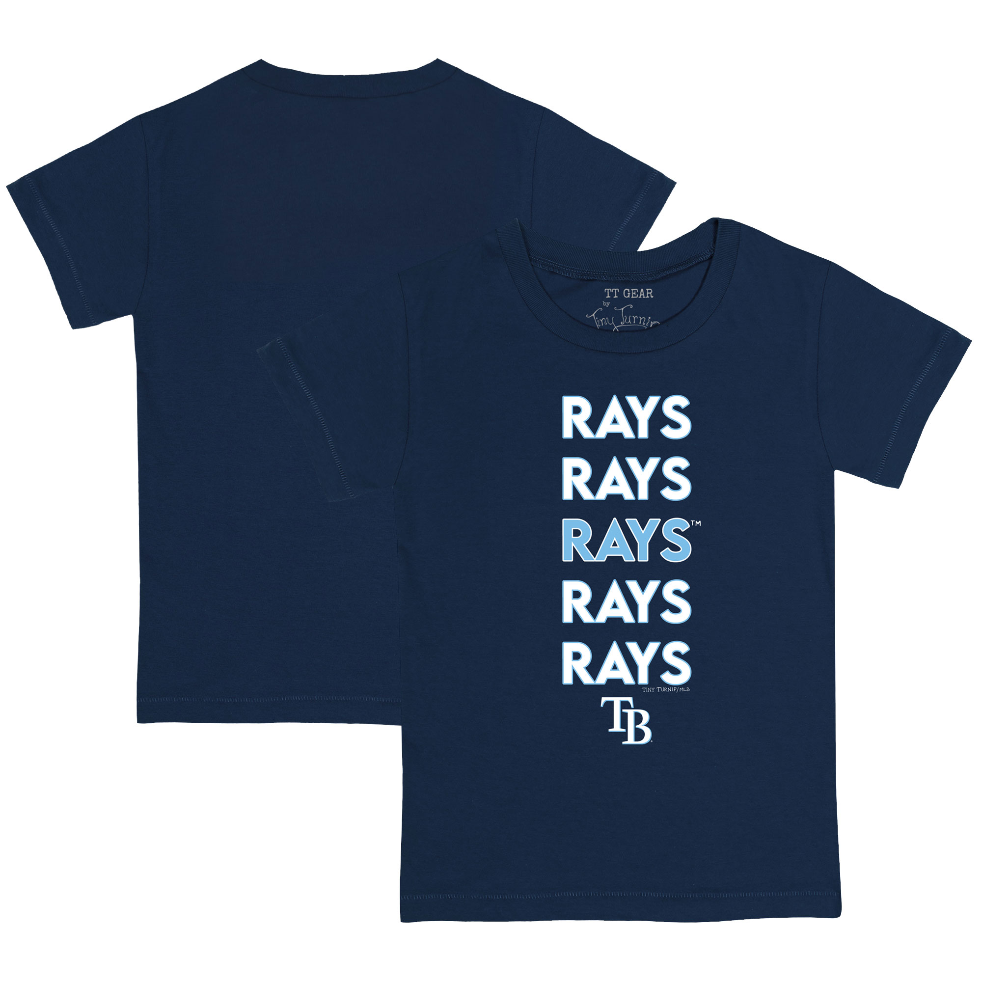 Youth Tampa Bay Rays Tiny Turnip Navy Stacked T-Shirt