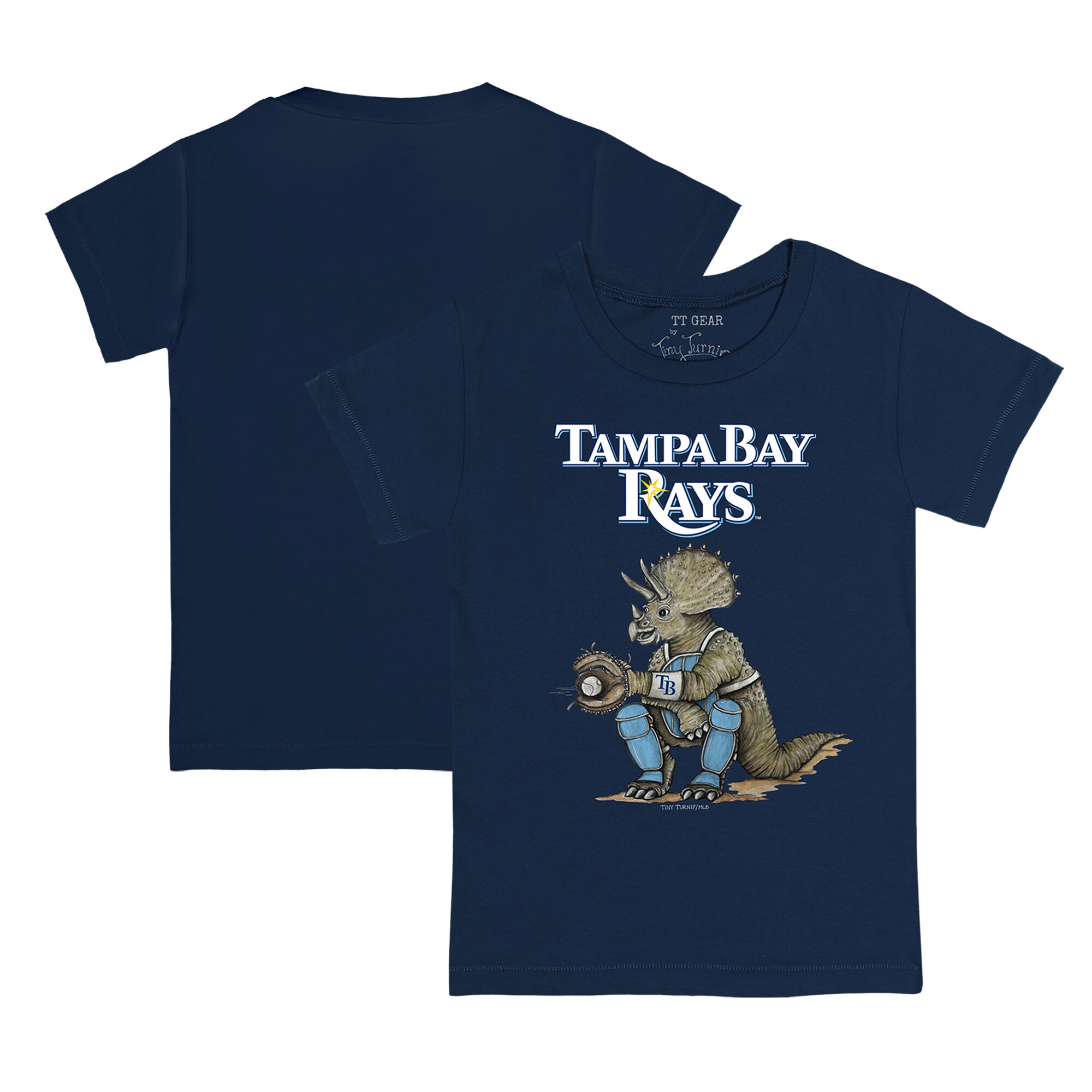Youth Tampa Bay Rays Tiny Turnip Navy Triceratops T-Shirt
