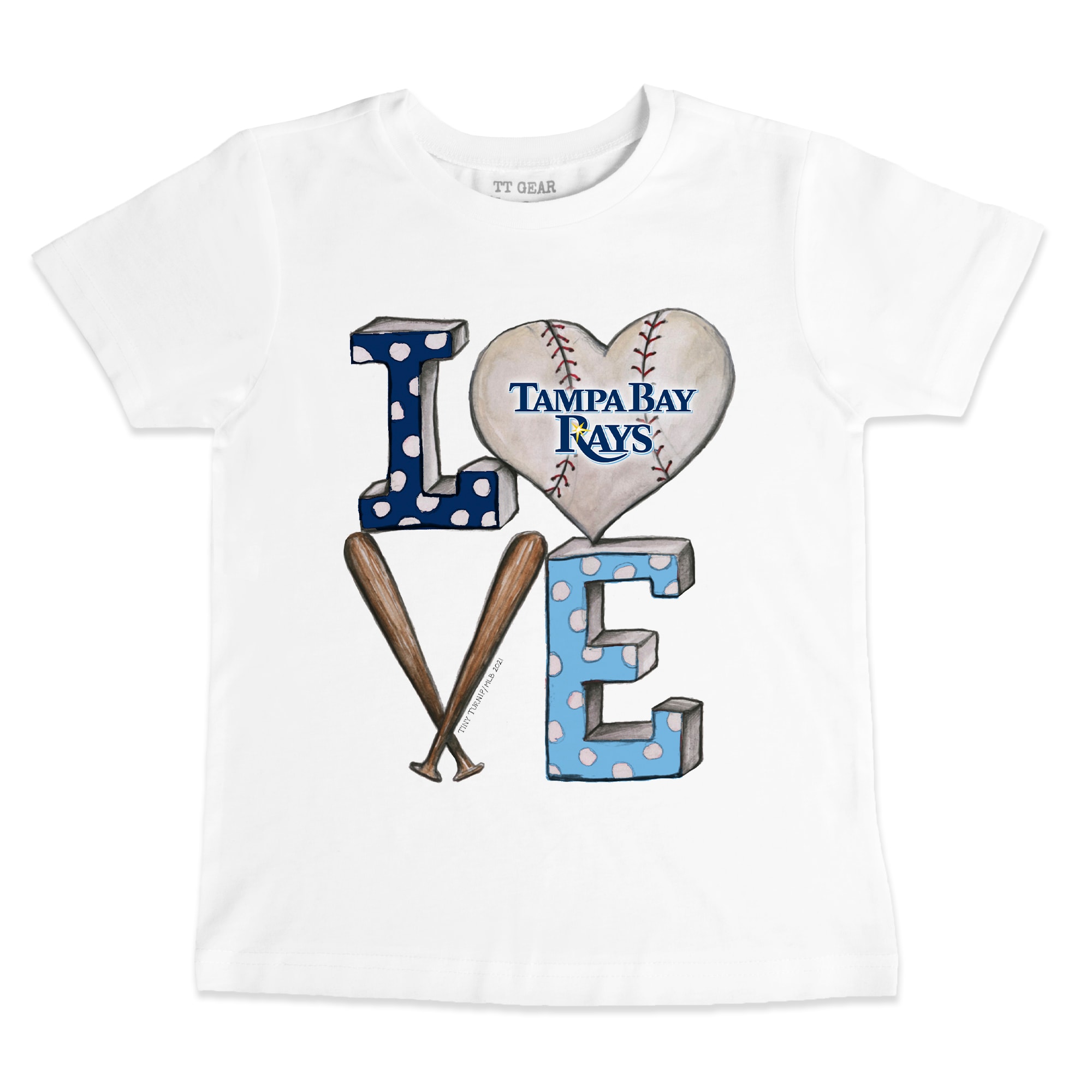Youth Tampa Bay Rays Tiny Turnip White Baseball Love T-Shirt