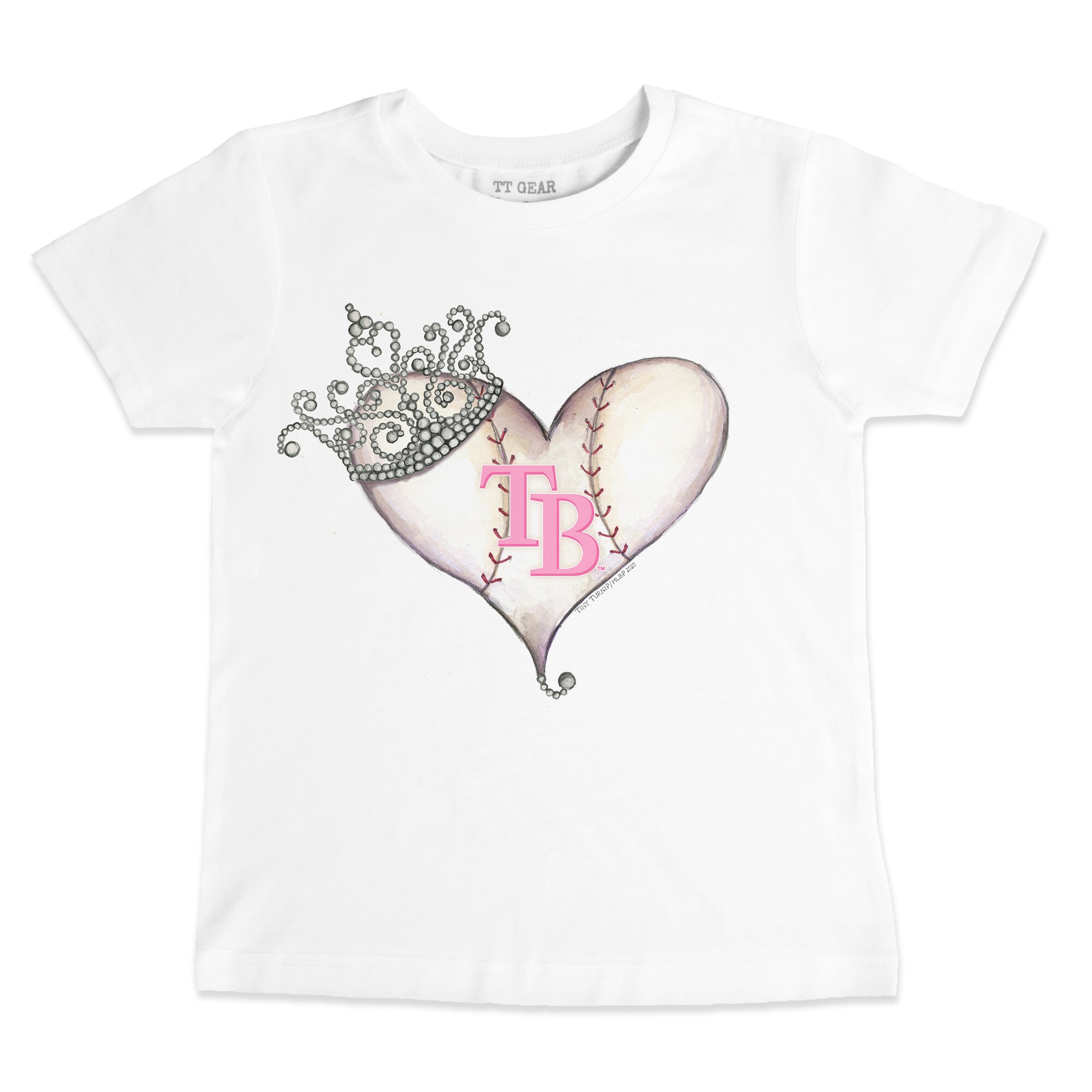 Youth Tampa Bay Rays Tiny Turnip White Baseball Tiara Heart T-Shirt