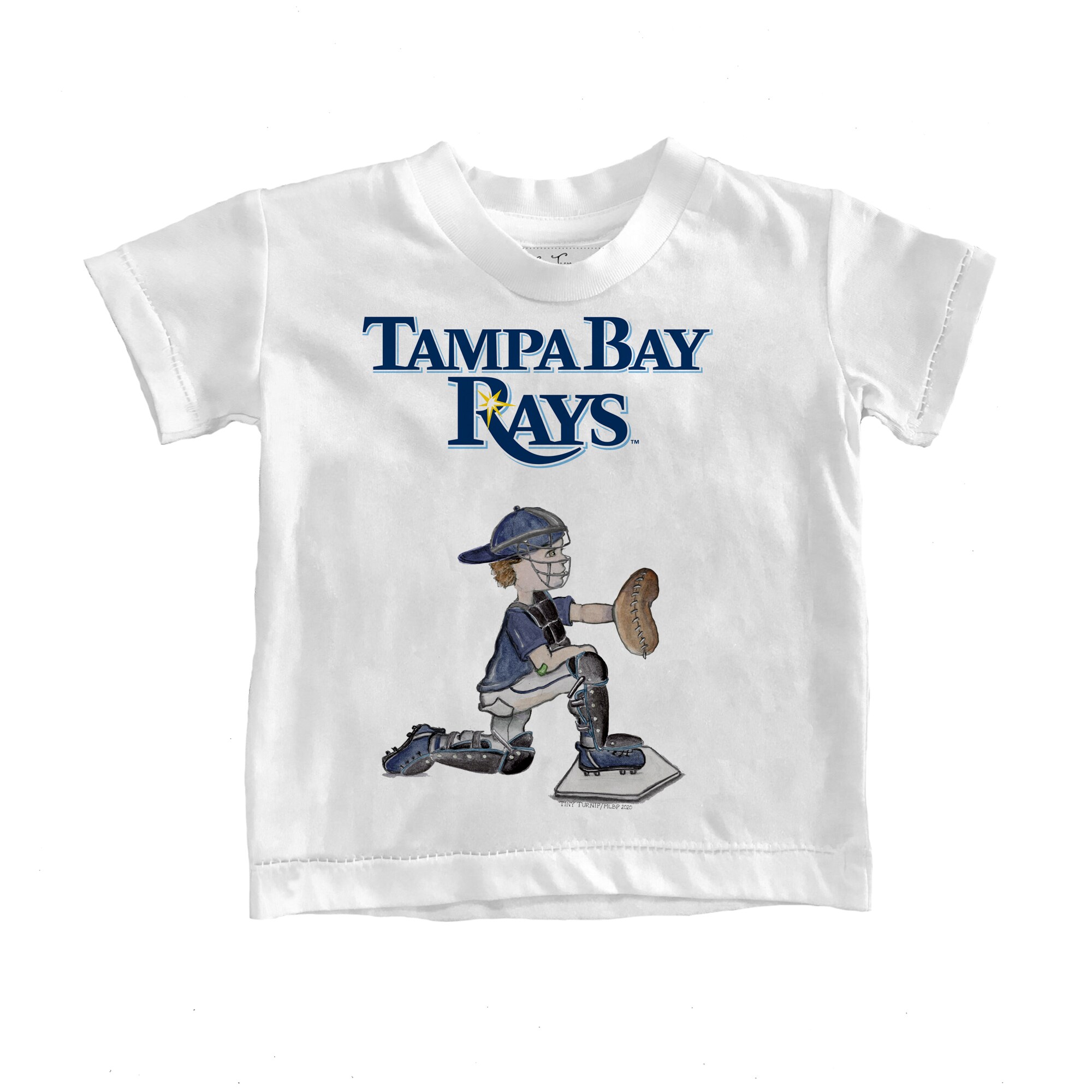 Youth Tampa Bay Rays Tiny Turnip White Caleb the Catcher T-Shirt