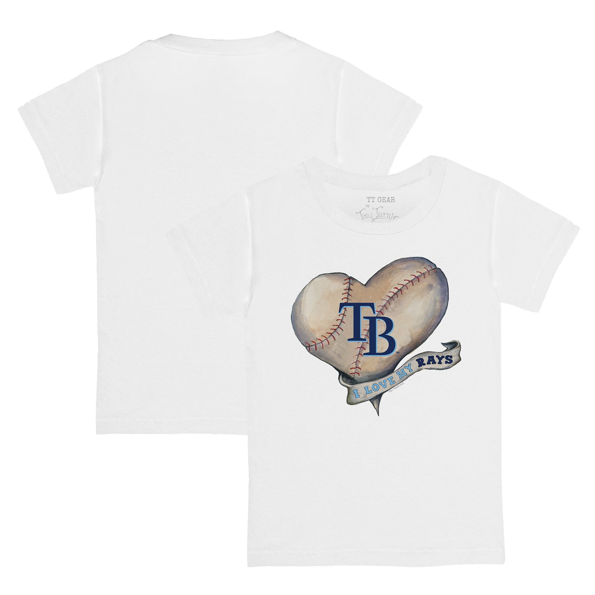 Youth Tampa Bay Rays Tiny Turnip White Heart Banner T-Shirt