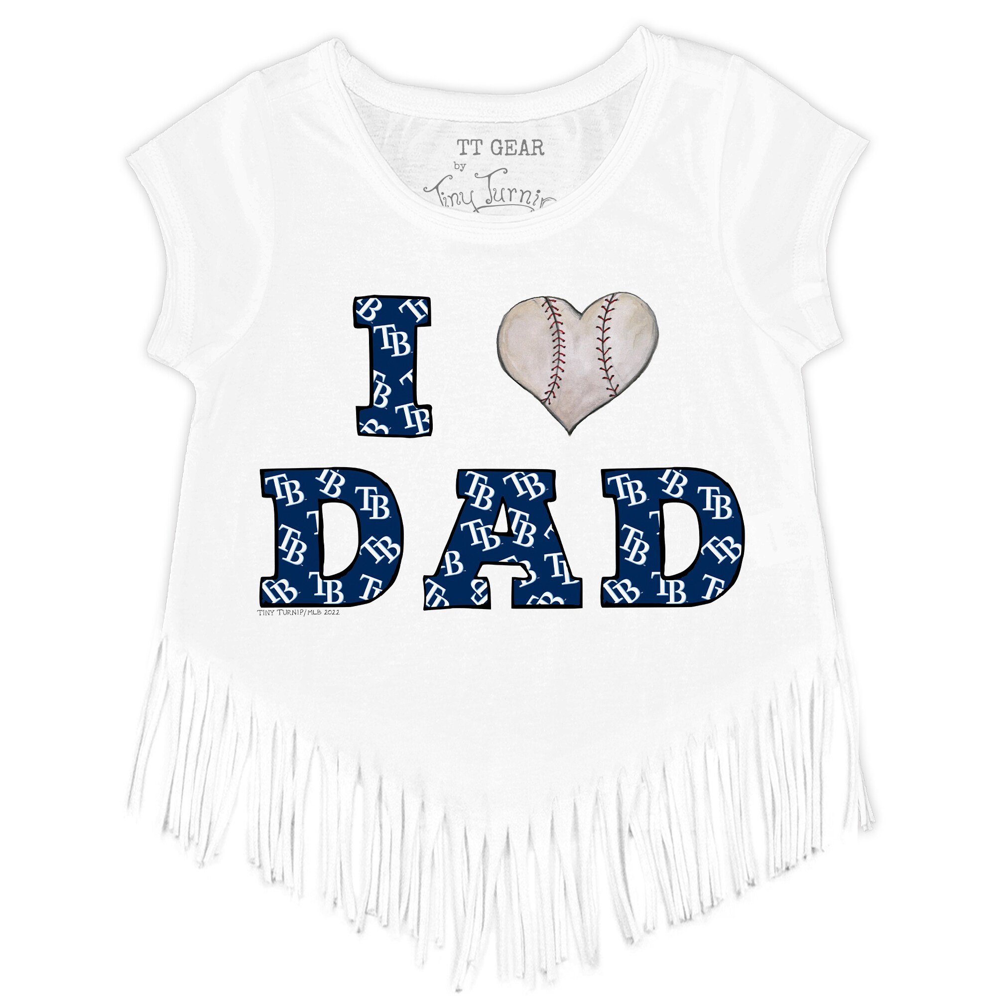 Youth Tampa Bay Rays Tiny Turnip White I Love Dad Fringe T-Shirt