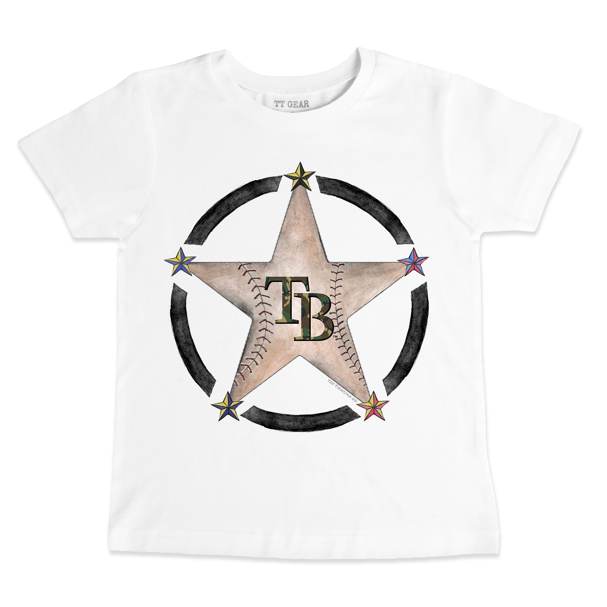 Youth Tampa Bay Rays Tiny Turnip White Military Star T-Shirt
