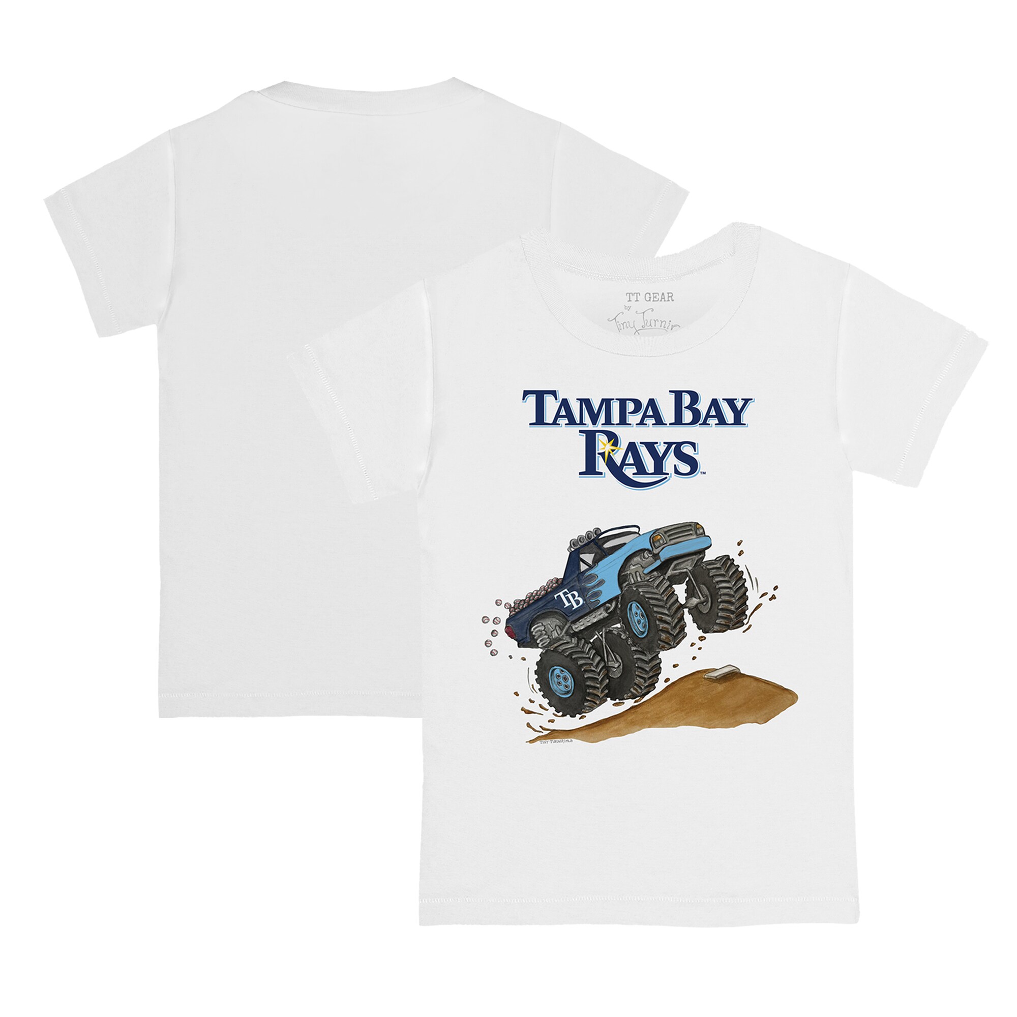 Youth Tampa Bay Rays Tiny Turnip White Monster Truck T-Shirt