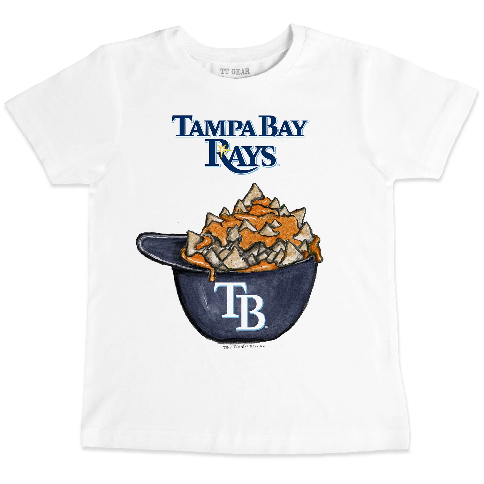 Youth Tampa Bay Rays Tiny Turnip White Nacho Helmet T-Shirt