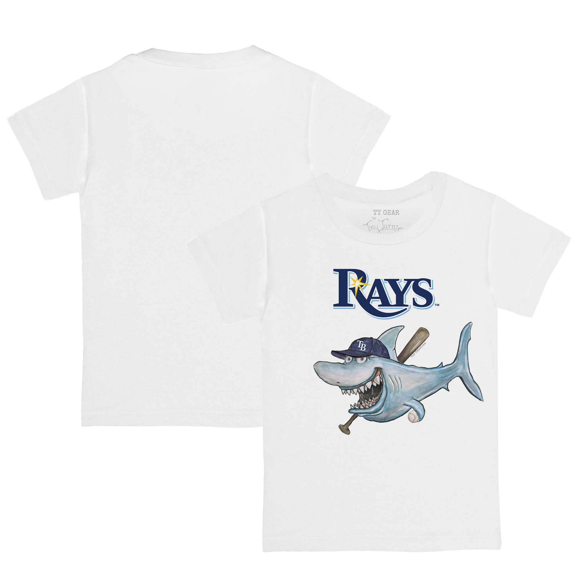 Youth Tampa Bay Rays Tiny Turnip White Shark Logo T-Shirt