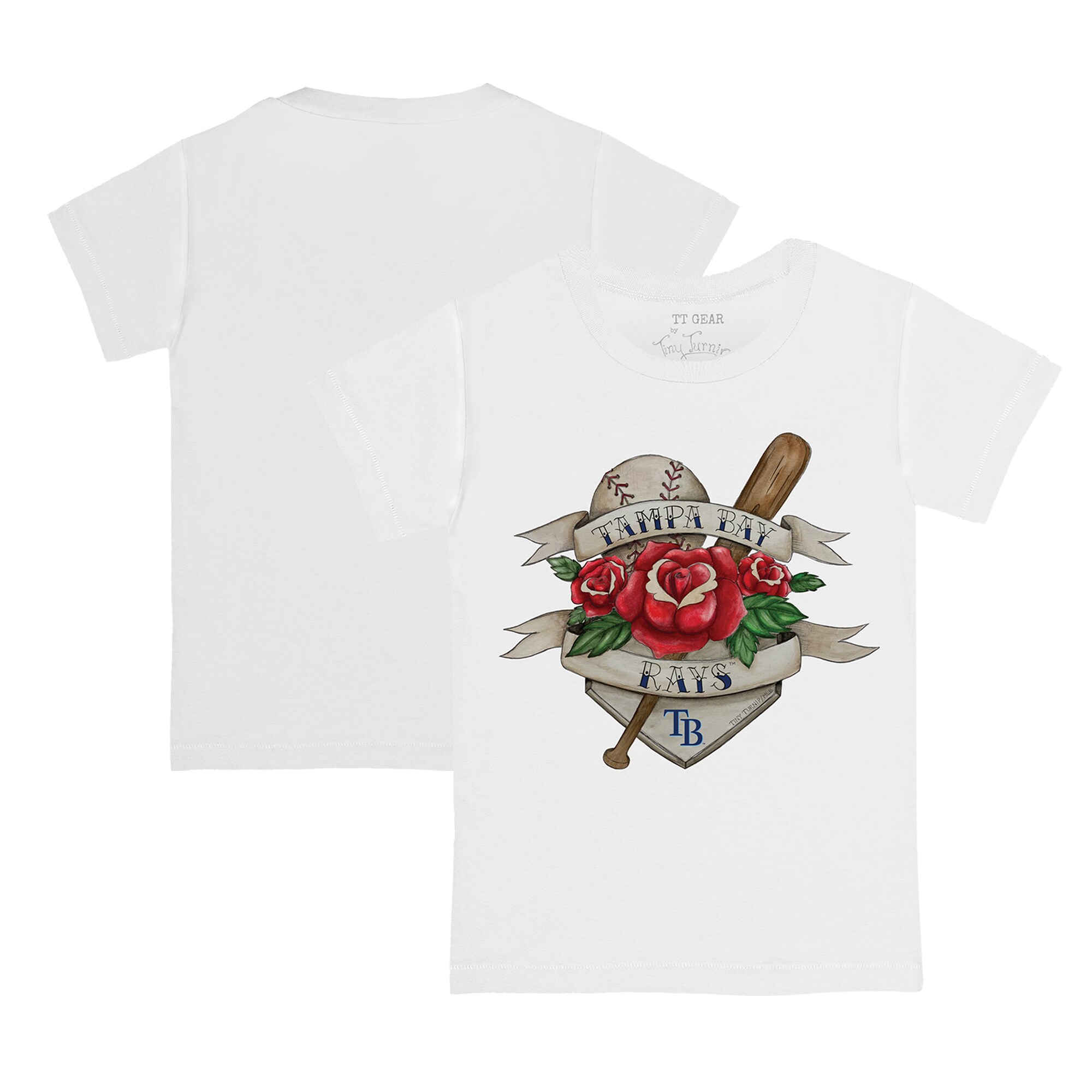 Youth Tampa Bay Rays Tiny Turnip White Tattoo Rose T-Shirt