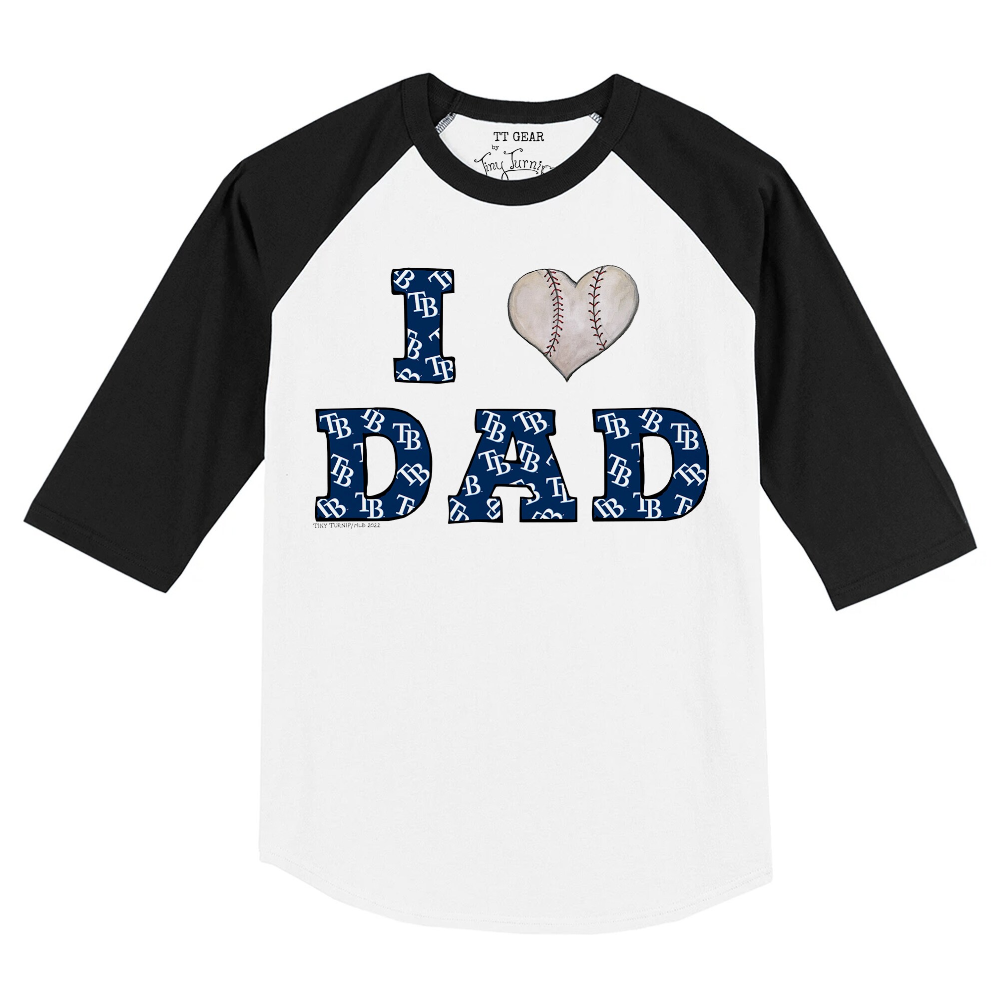 Youth Tampa Bay Rays Tiny Turnip White/Black I Love Dad 3/4-Sleeve Raglan T-Shirt
