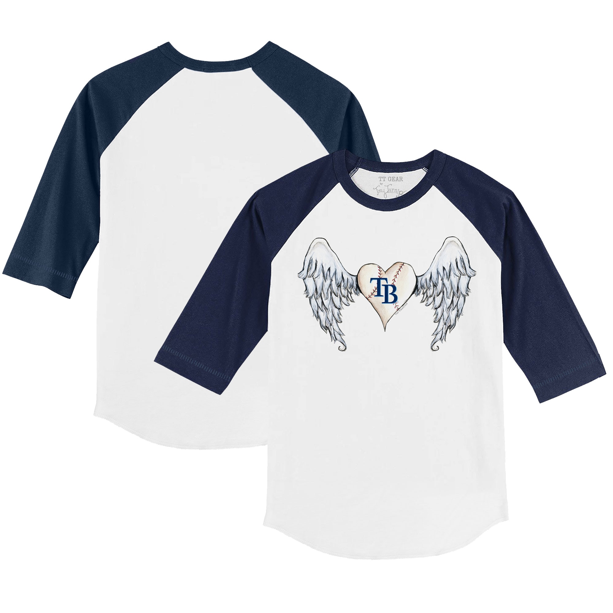 Youth Tampa Bay Rays Tiny Turnip White/Navy Angel Wings 3/4-Sleeve Raglan T-Shirt
