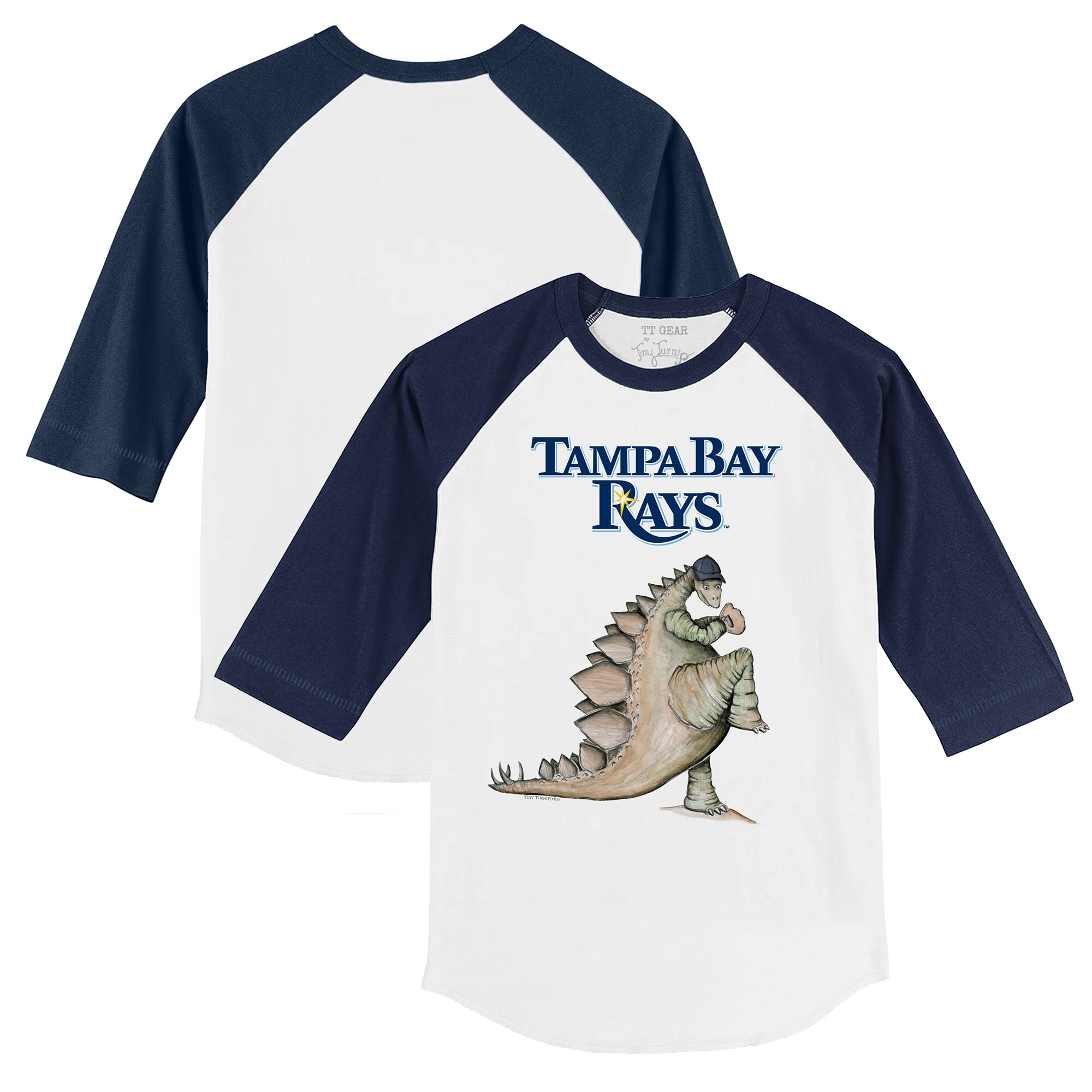 Youth Tampa Bay Rays Tiny Turnip White/Navy Stega 3/4-Sleeve Raglan T-Shirt