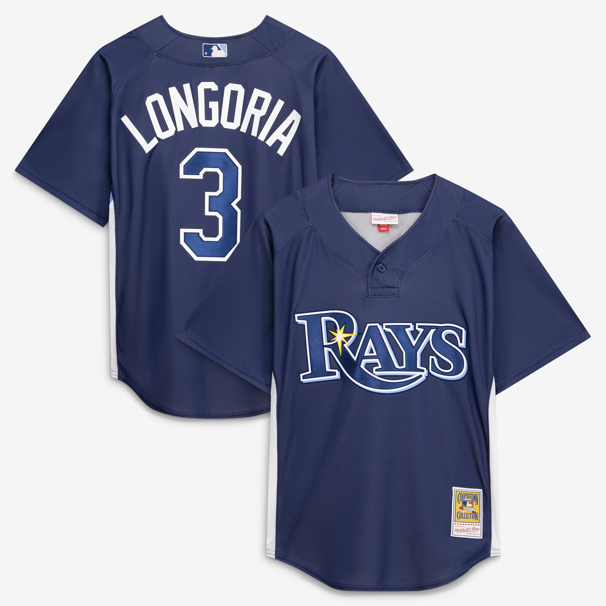 Men's Tampa Bay Rays Evan Longoria Mitchell & Ness Navy Authentic Batting Practice Jersey