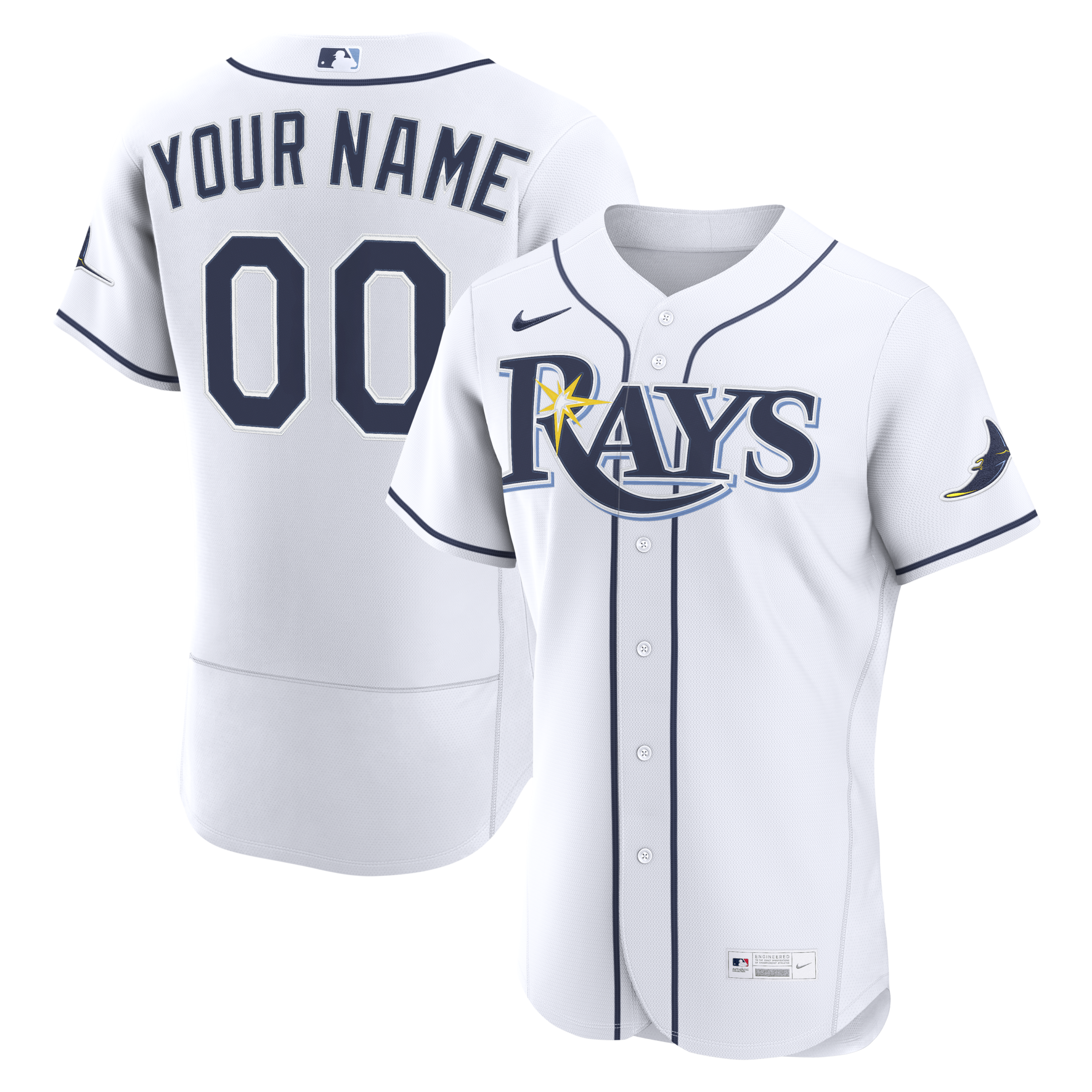 Men's Tampa Bay Rays Nike White Home Authentic Custom Jersey