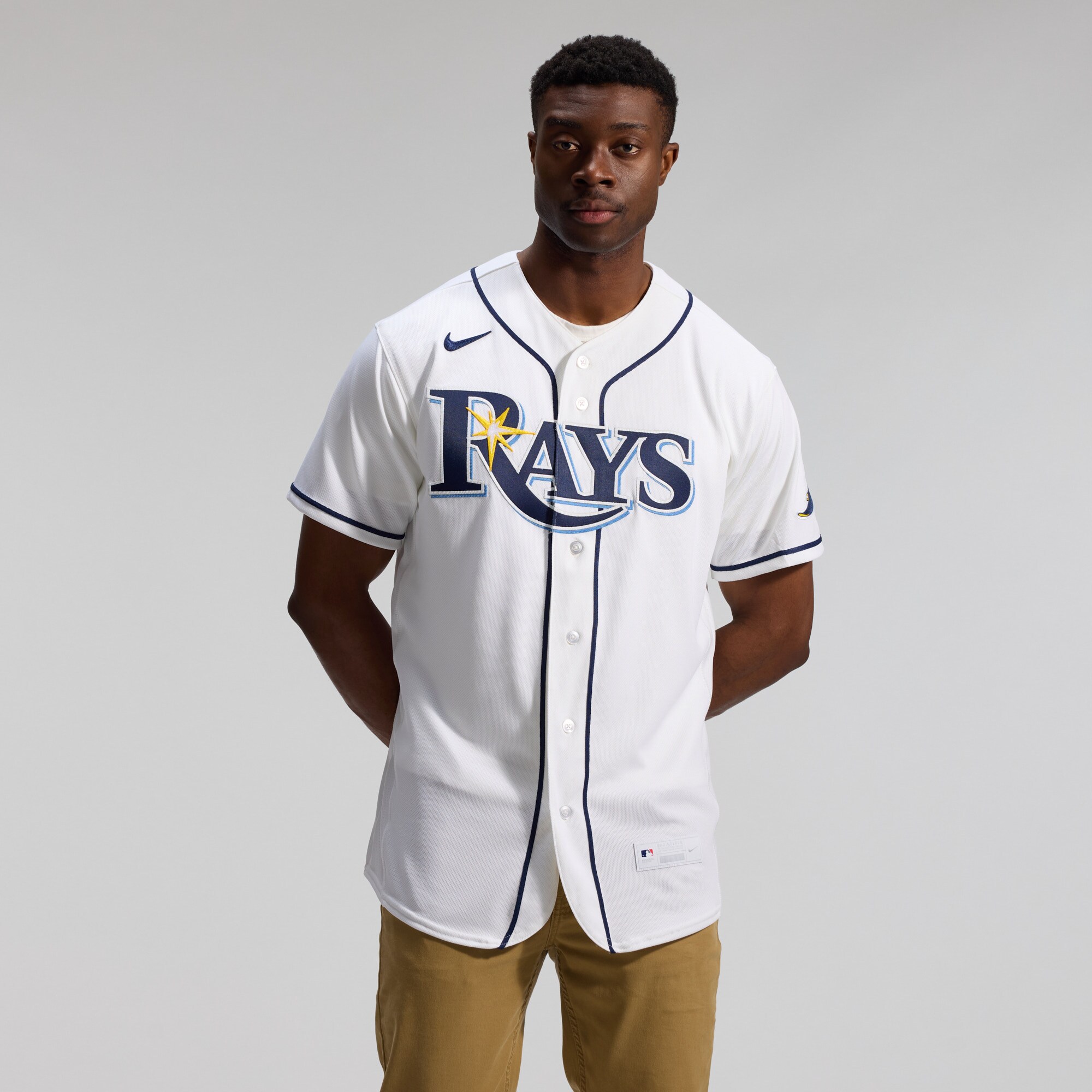 Men's Tampa Bay Rays Nike White Home Authentic Jersey - Image 5