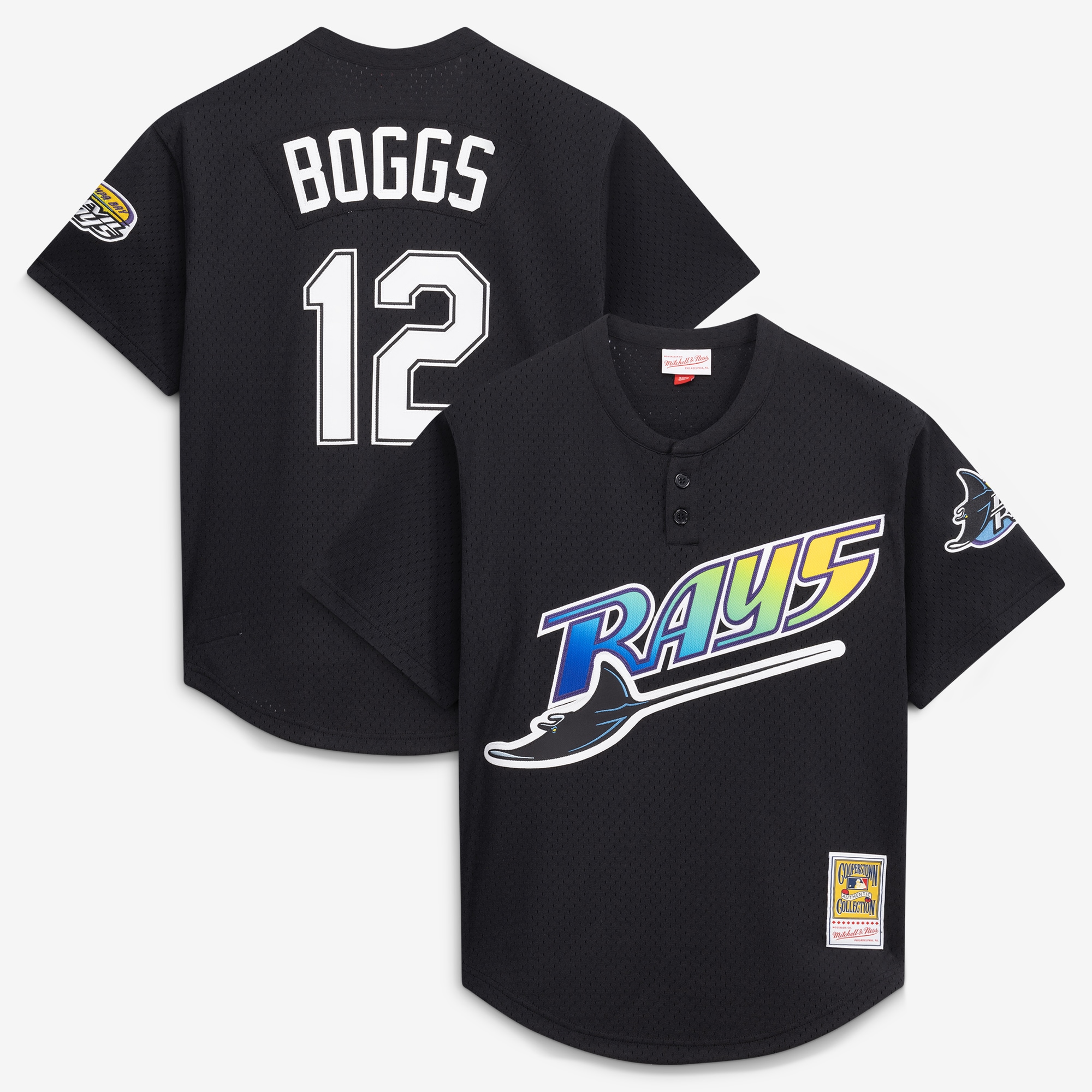 Men's Tampa Bay Rays Wade Boggs Mitchell & Ness Black Authentic Batting Practice Jersey